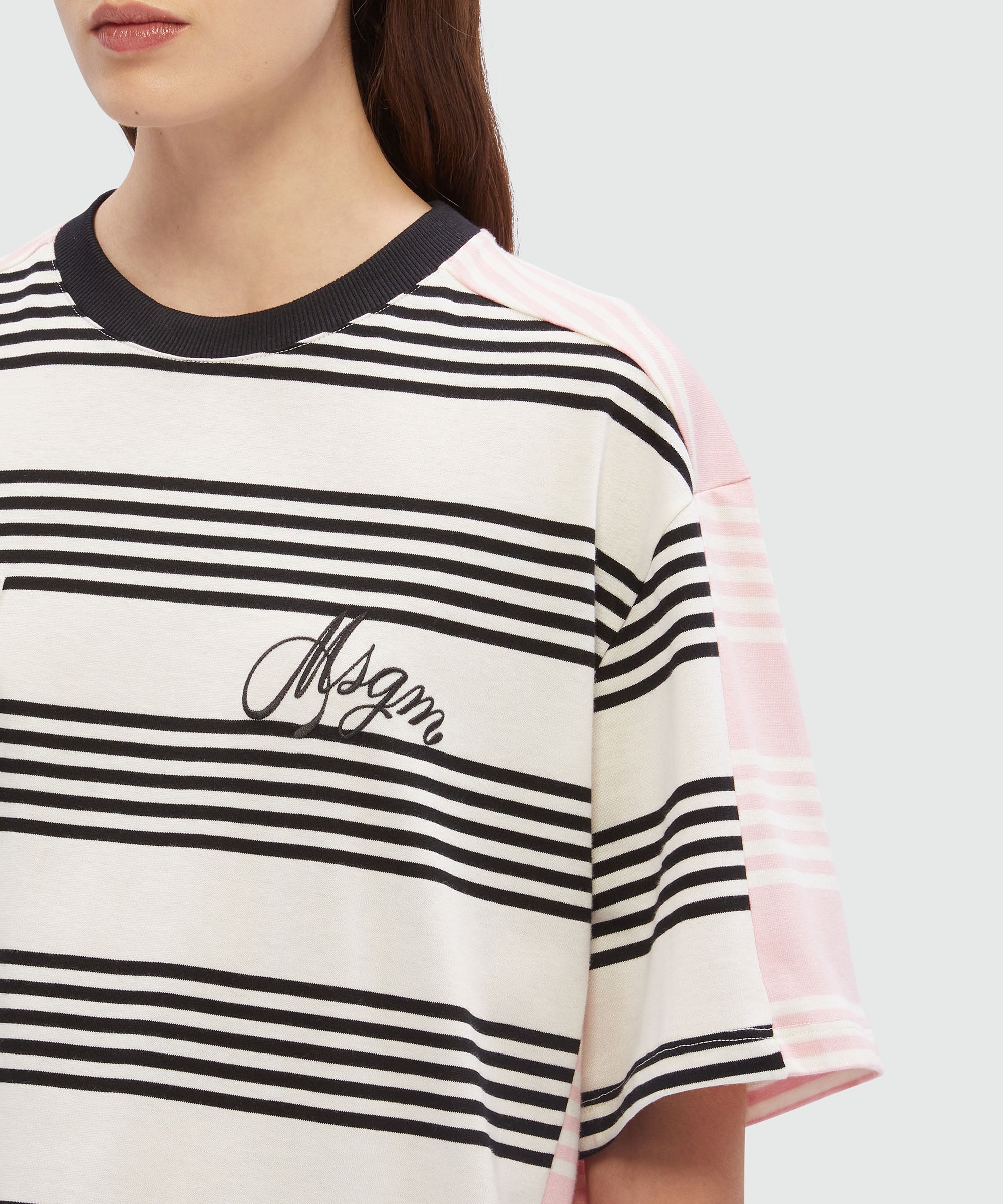 Cotton T-Shirt with two-tone stripes and quotes - 5