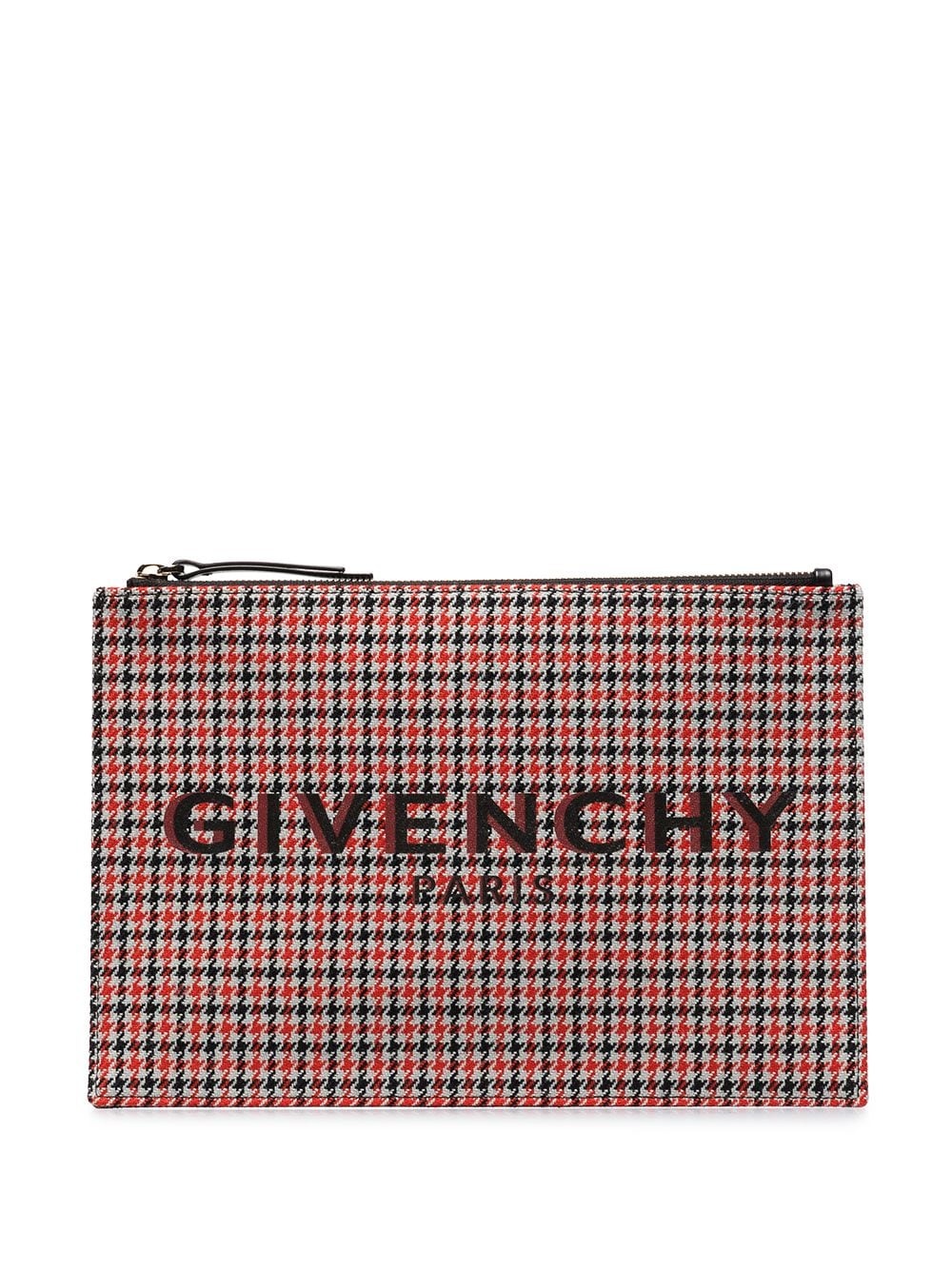 signature-print houndstooth clutch - 1