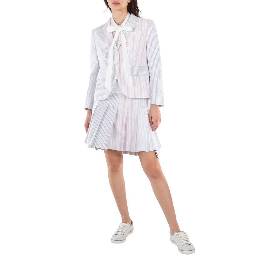 Thom Browne 4-Bar Funmix Stripe Oxford Pleated Skirt - 4