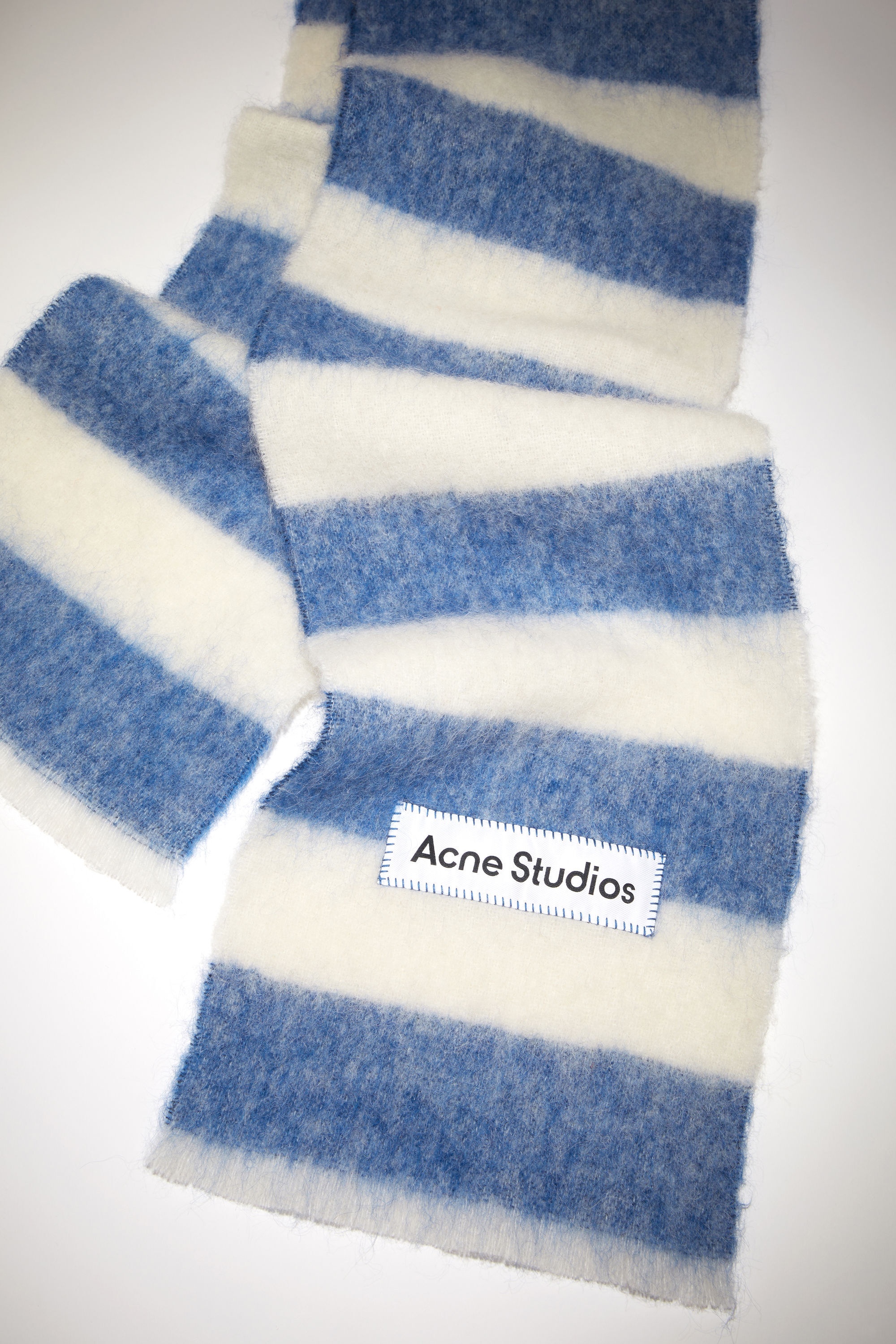 Wool-blend stripe scarf - Blue/white - 4