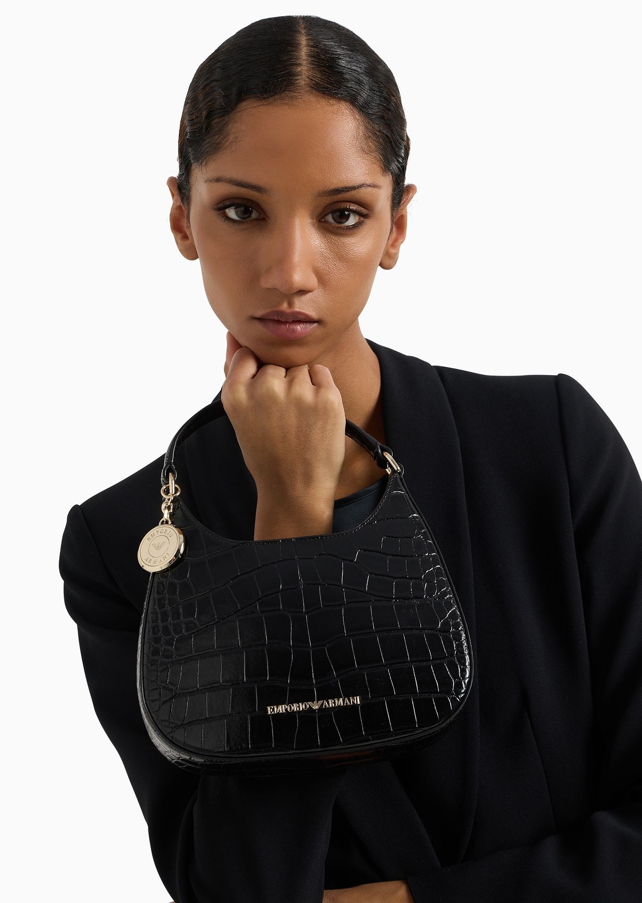 Small mock croc hobo bag - 7