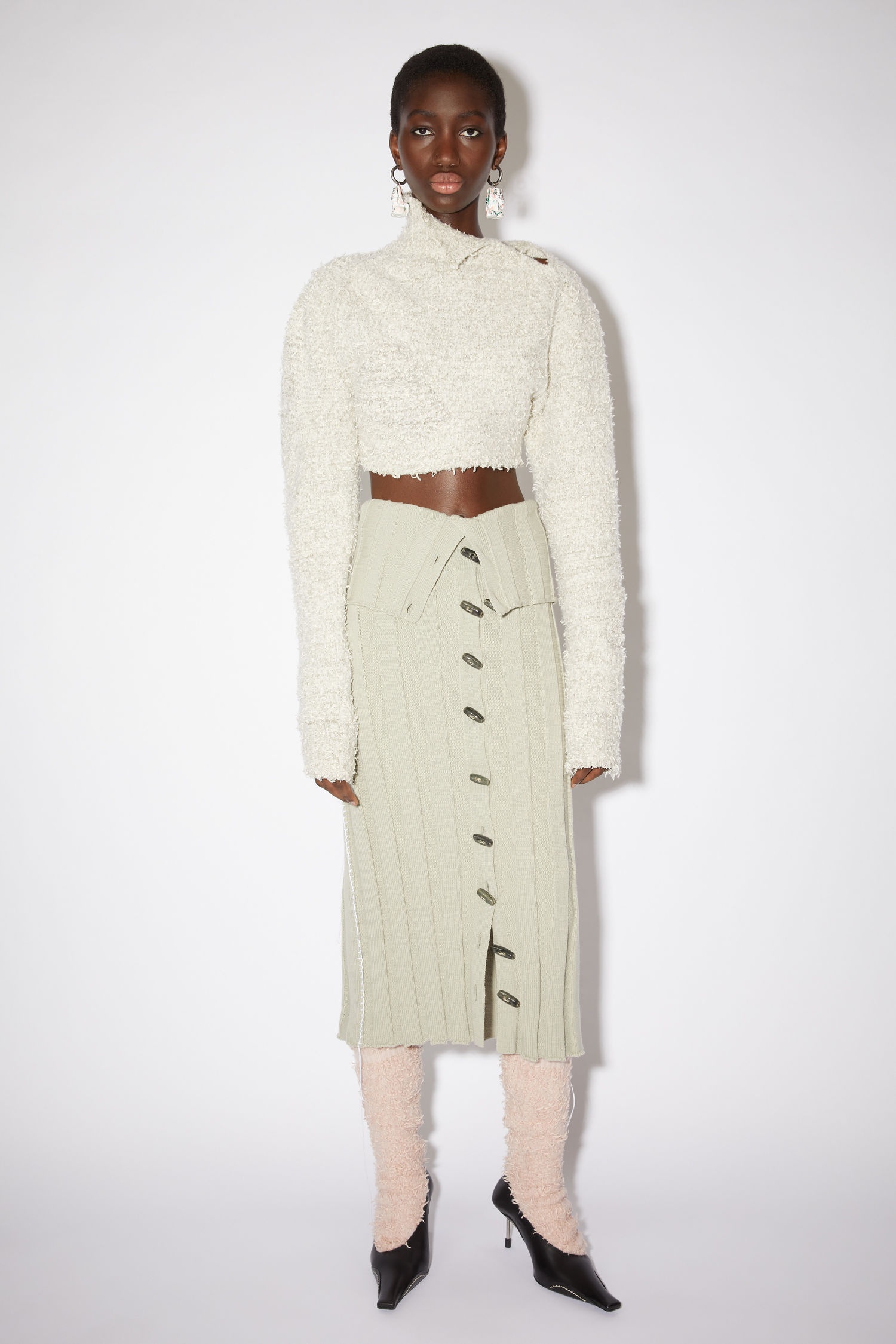Wool pencil skirt - Pale grey - 2