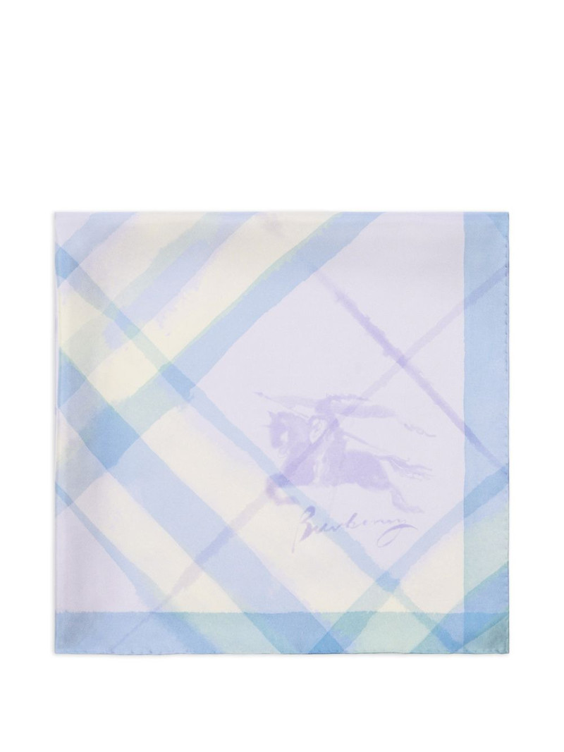watercolour Check silk scarf 1