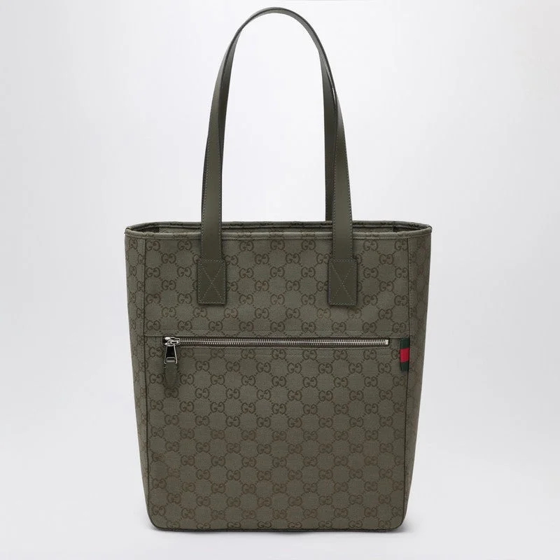 Gucci Medium Shopping Bag In Green Gg Fabric Men - 1
