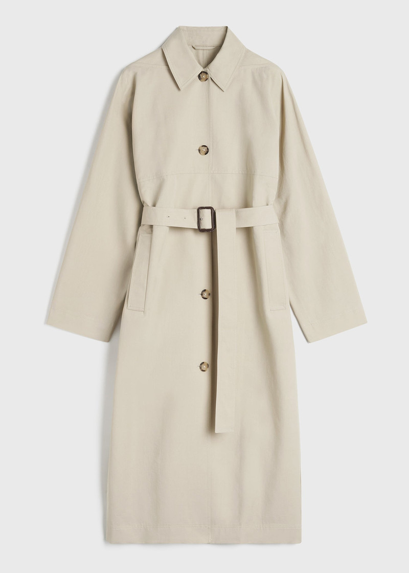 Tumbled cotton silk trench sand 1