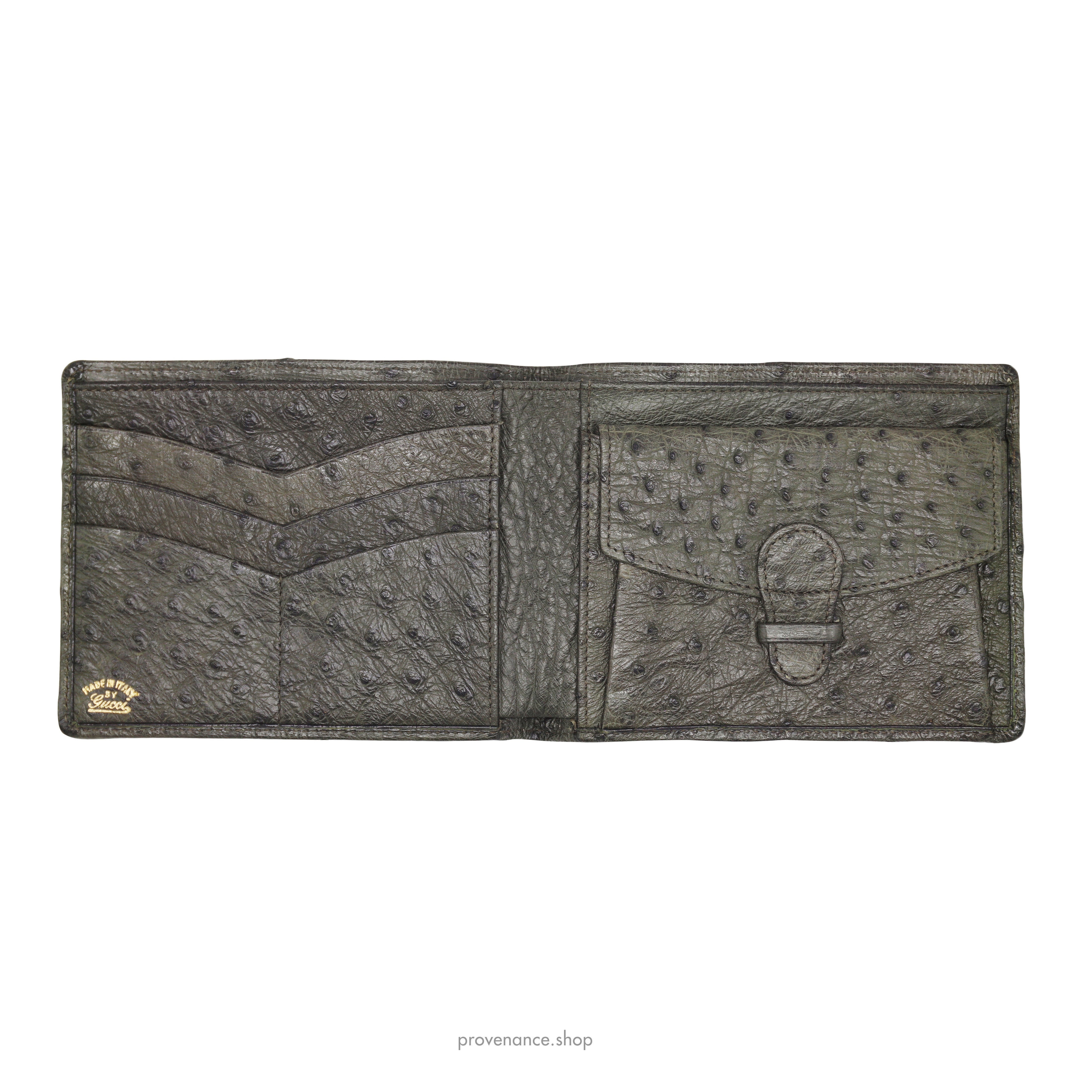 Gucci Ostrich Bifold Wallet - Olive - 5