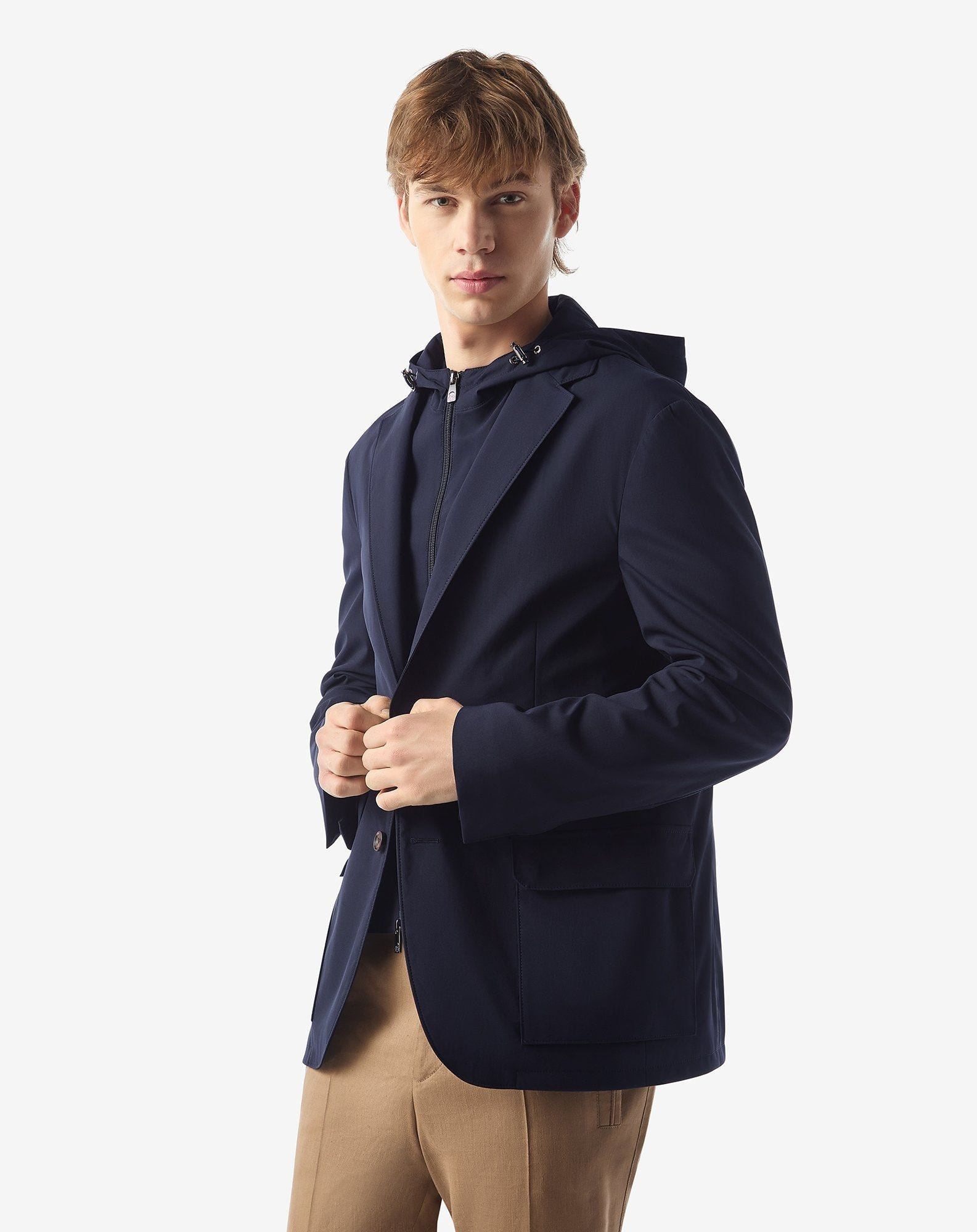 Dark blue technical wool fabric jacket - 2
