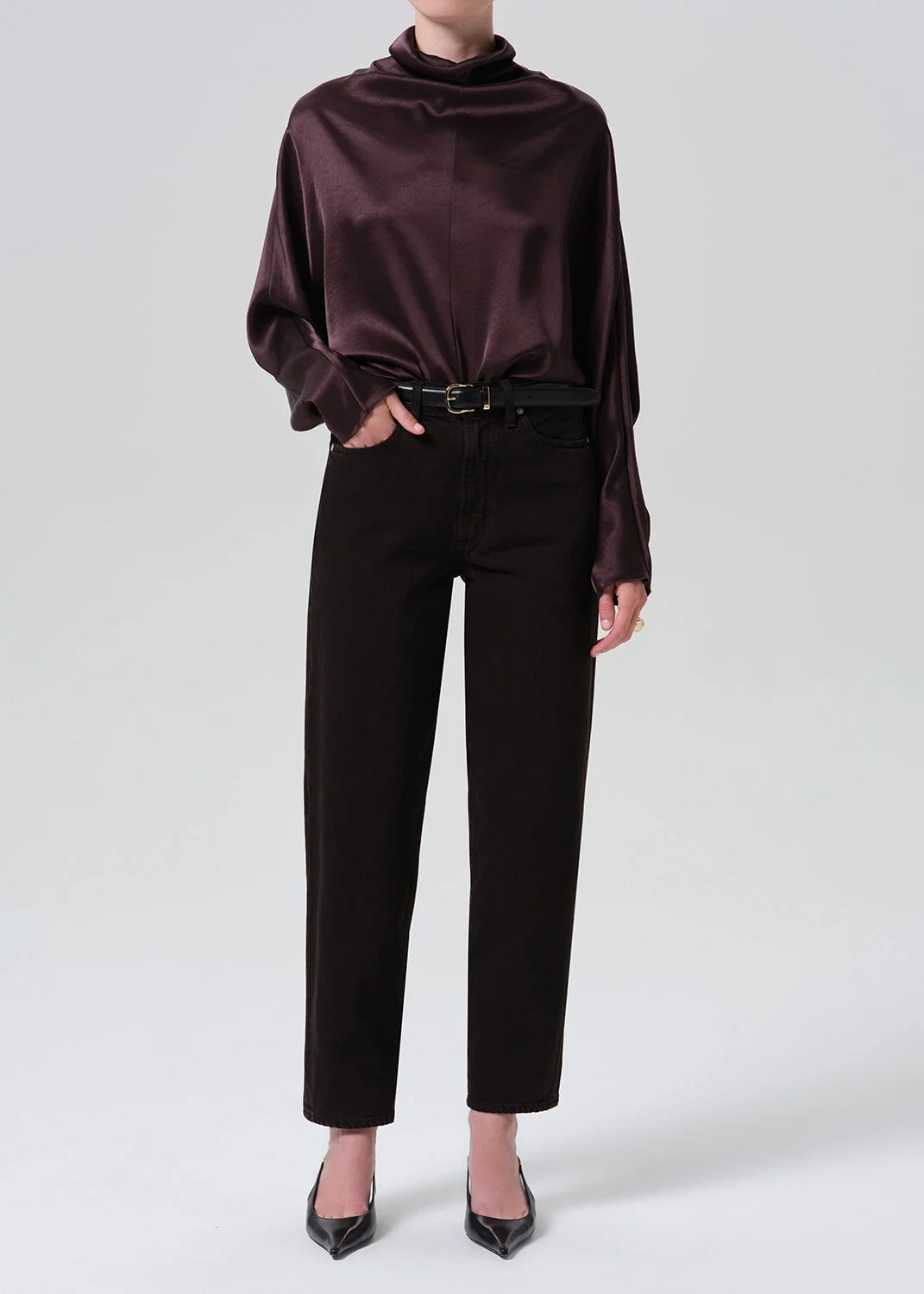 Ilaria Draped Top In Espresso - 1