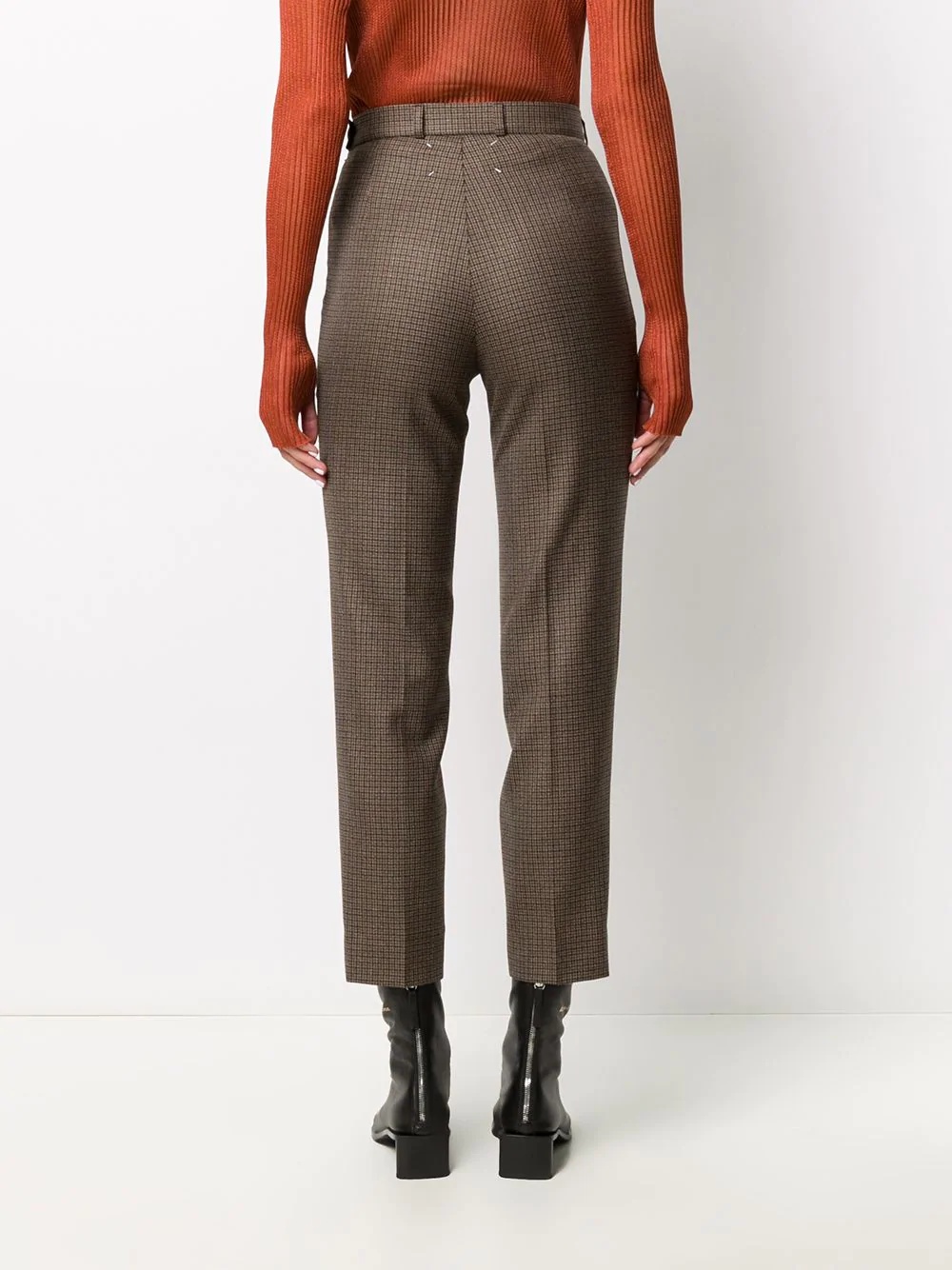 high-waisted check trousers - 4