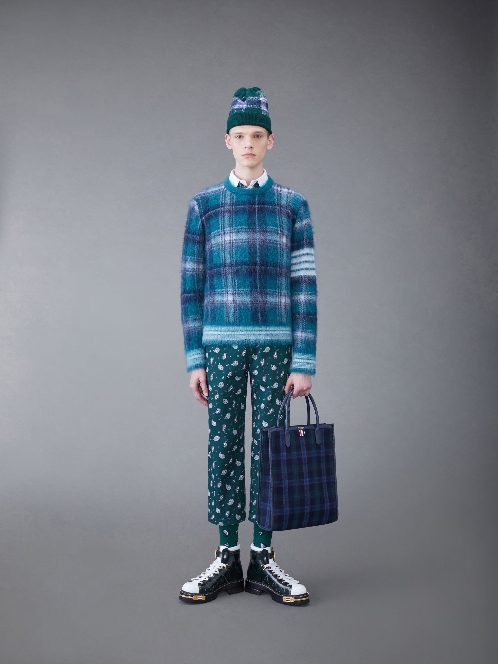 Tartan Twill Round Collar Shirt - 5