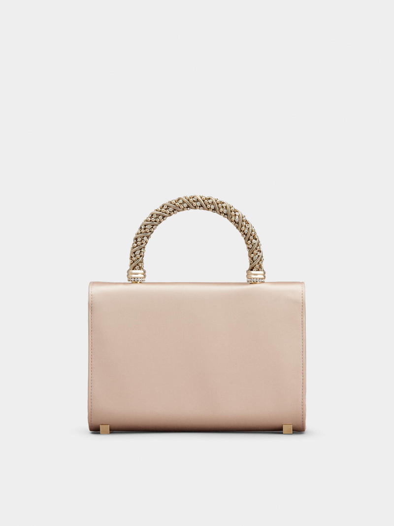 Flower Strass Jewel Buckle Clutch Bag Mini in Satin 4