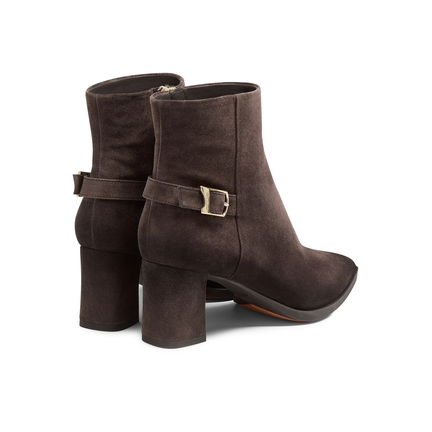 Women's dark brown suede mid-heel ankle boot - 4