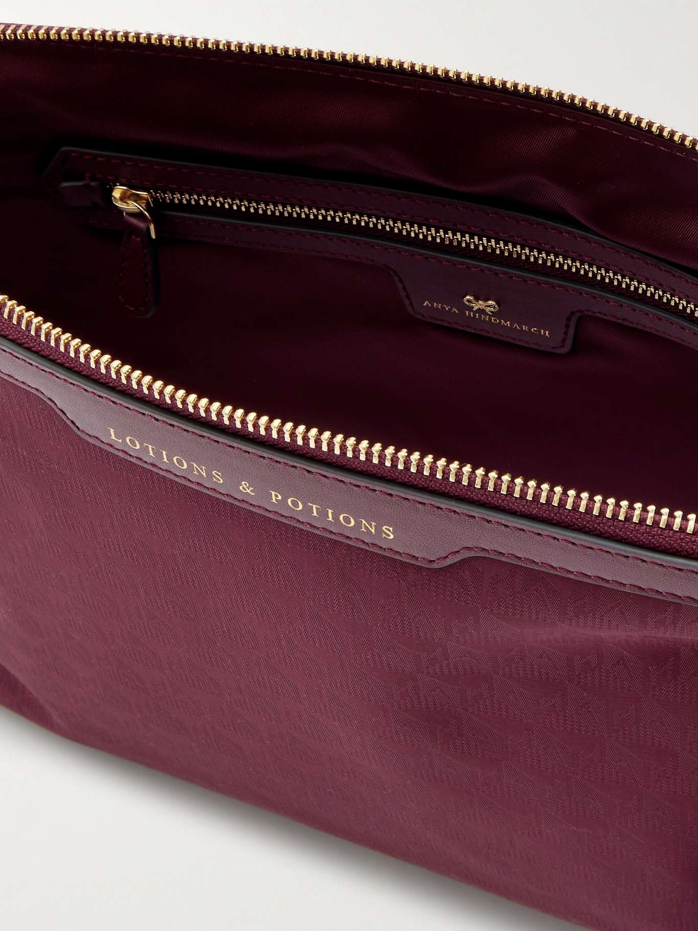 Lotions and Potions leather-trimmed jacquard pouch Burgundy - 4