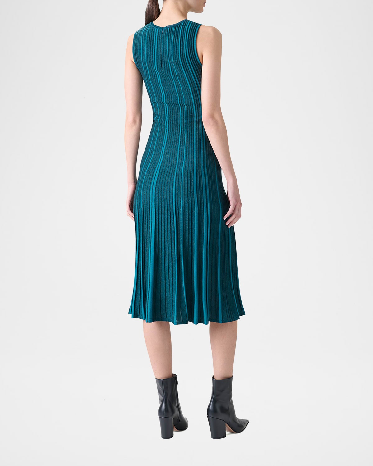 Metallic Silk Rib-Knit Midi Dress - 3