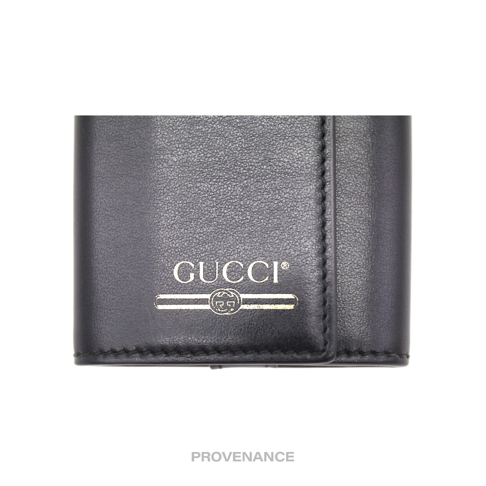 Gucci GG Vintage Logo 6 Key Holder - Black Leather Gold - 6