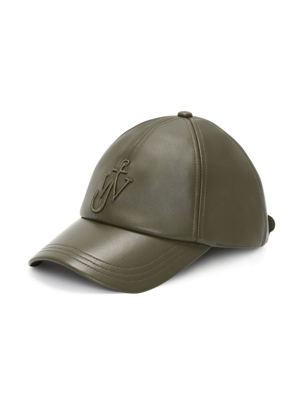logo-embroidered leather cap - 2