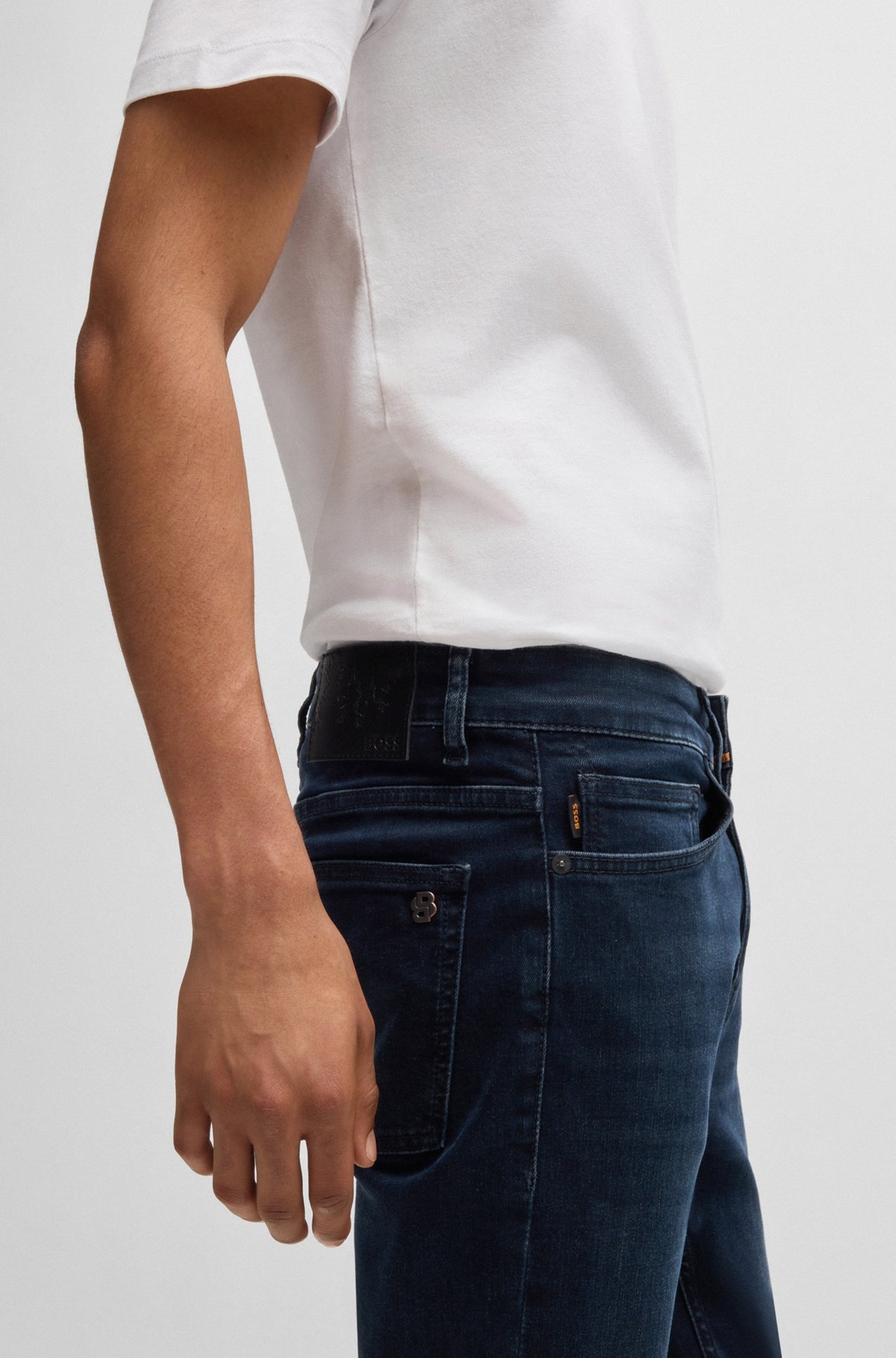 DELAWARE SLIM-FIT JEANS IN BLUE-BLACK SOFT-MOTION DENIM - 5
