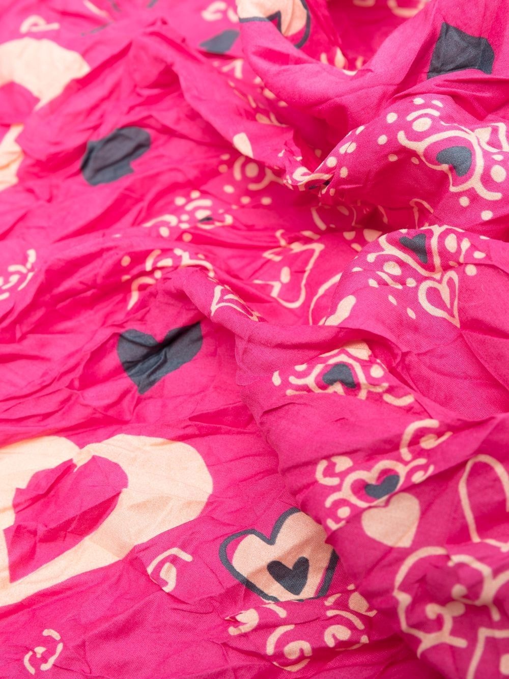 heart-print crinkled scarf - 3