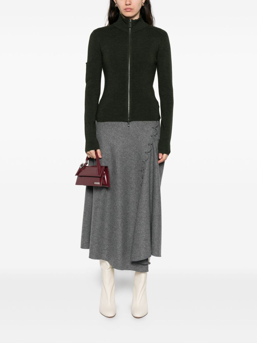 zip-front patch-pocket cardigan - 2