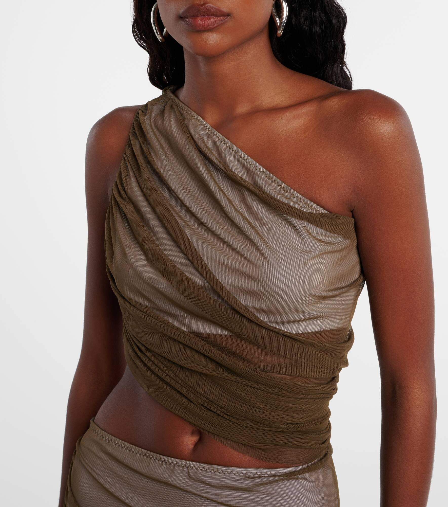 Diana ruched asymmetric crop top - 4