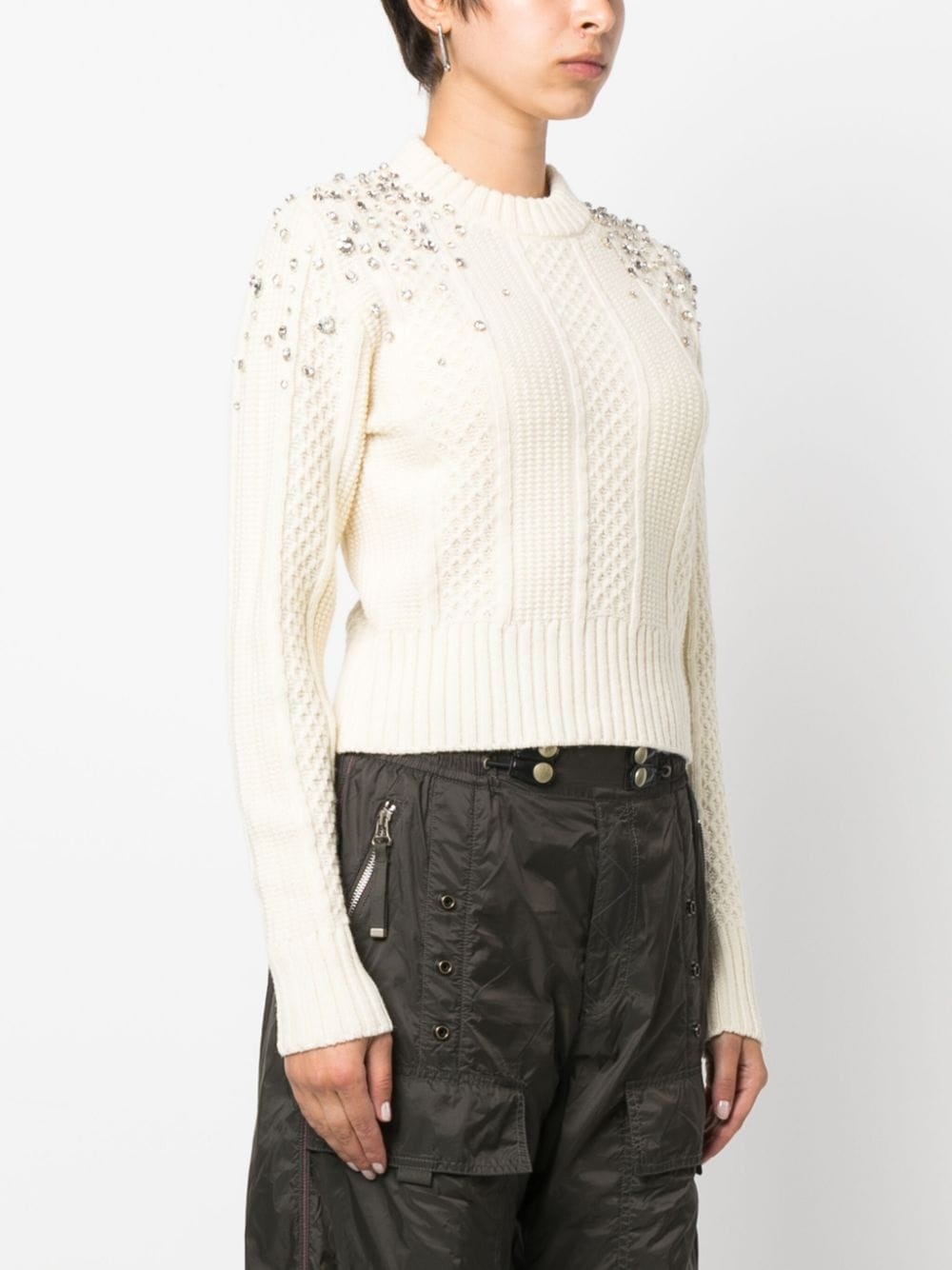 crystal-embellished virgin wool jumper - 3