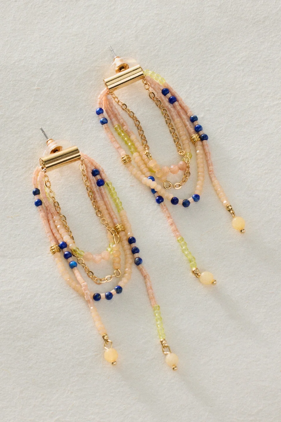 Muse Semi-Precious Stone Beaded Dangle Earrings - 1