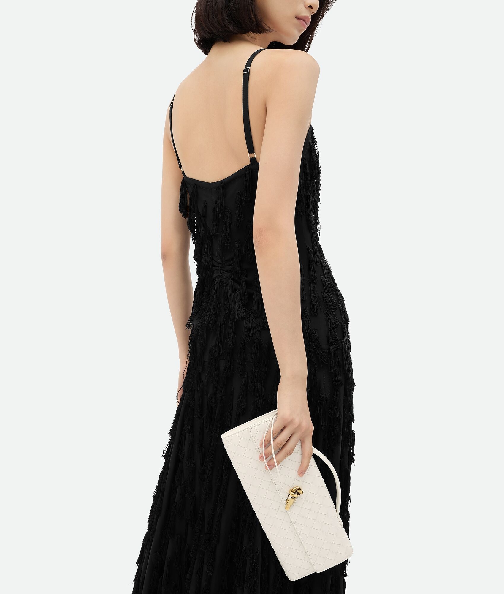 Fringed Fil Coupe Crepe Dress - 3