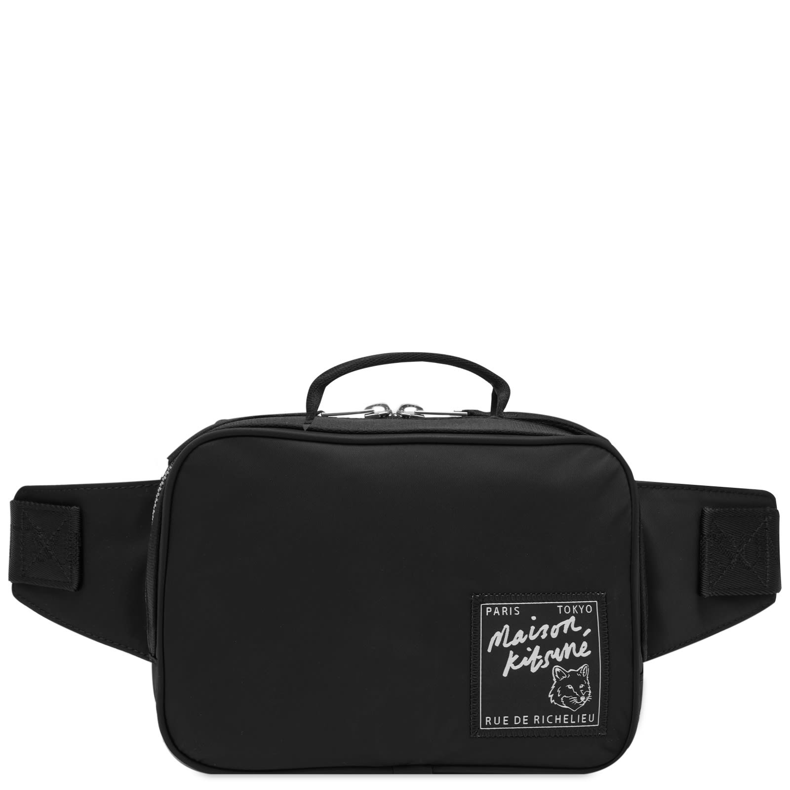 【関税込み】Maison Kitsune MARSUPIO IN NYLON THE TRAVELLER Maison Kitsune Traveller Waist Bag Black | Mainline Menswear