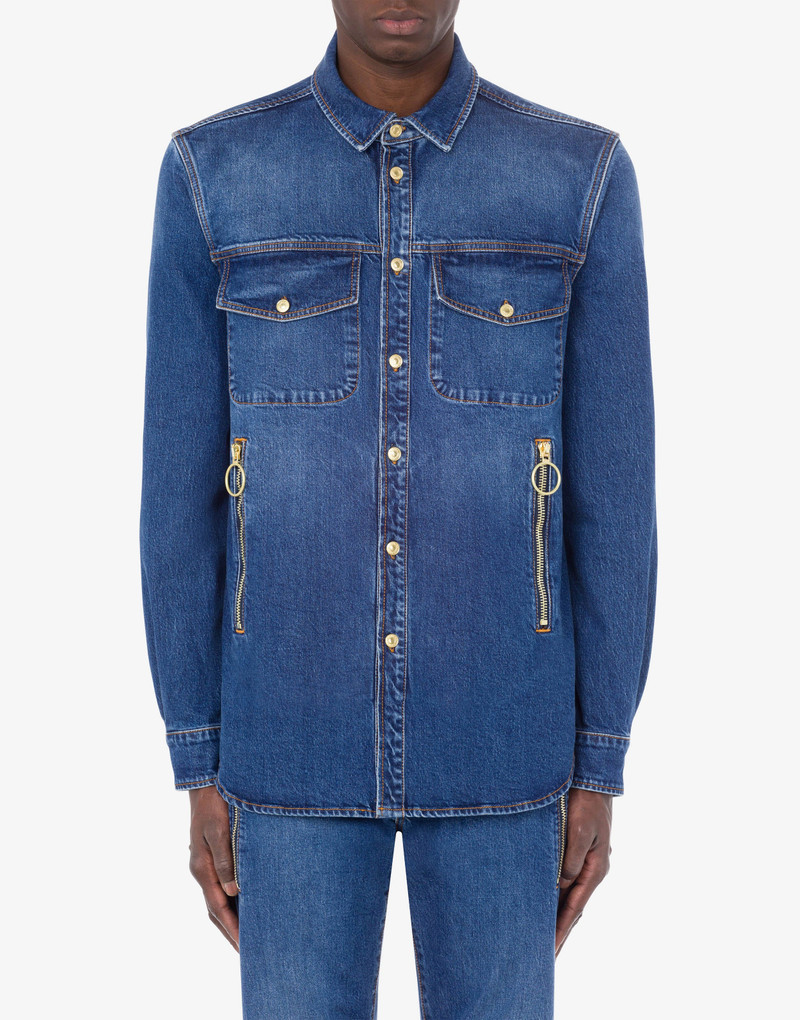 Moschino RING PULLER STRETCH DENIM SHIRT outlook