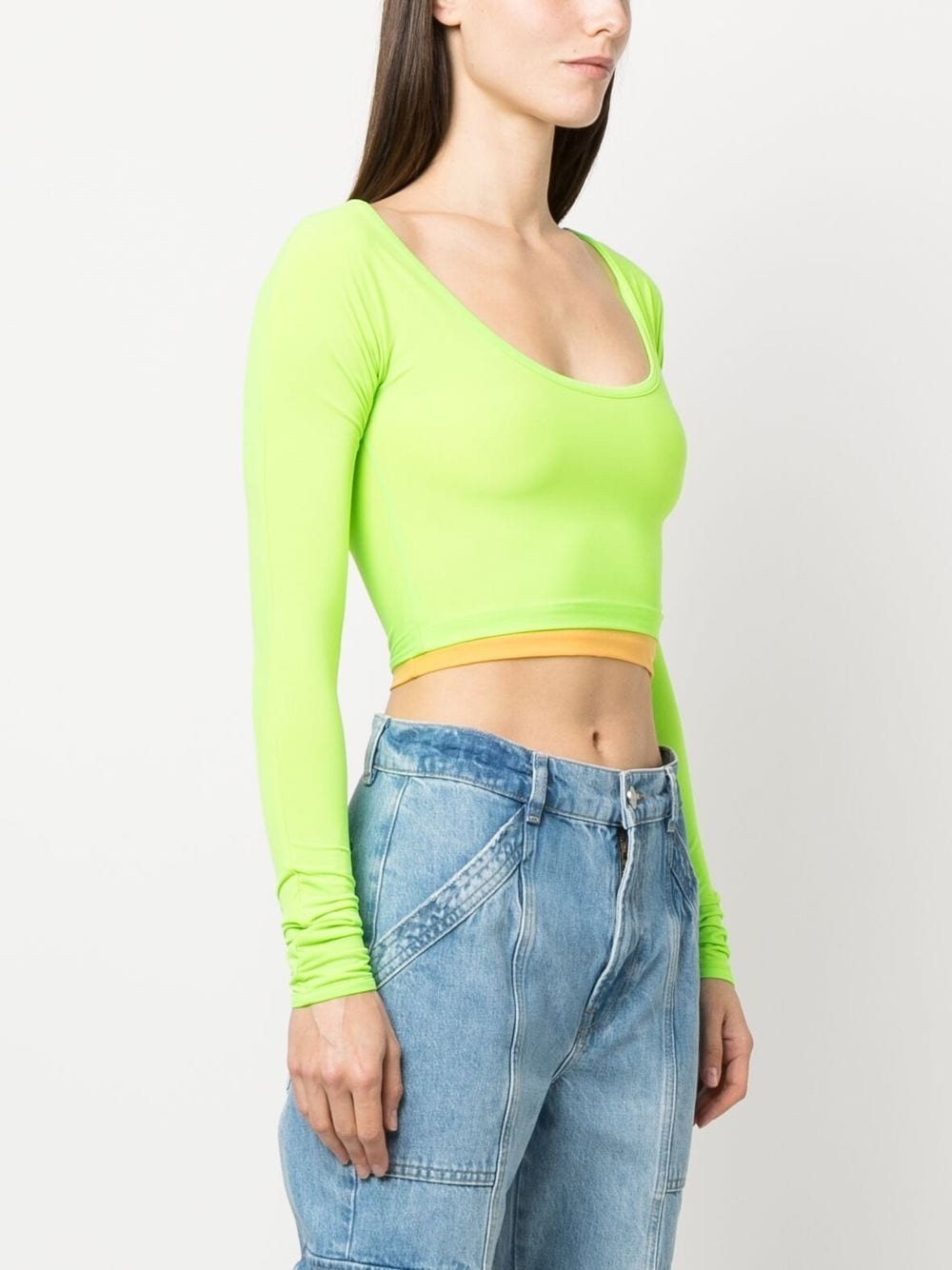 layered long-sleeved crop top - 3