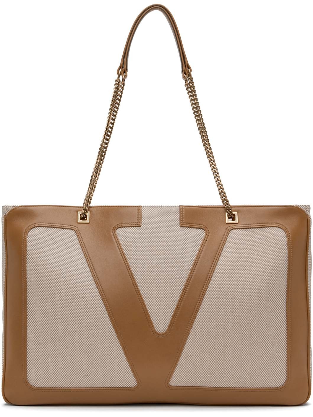 Beige Viva Superstar Large Canvas Shopping Tote - 1