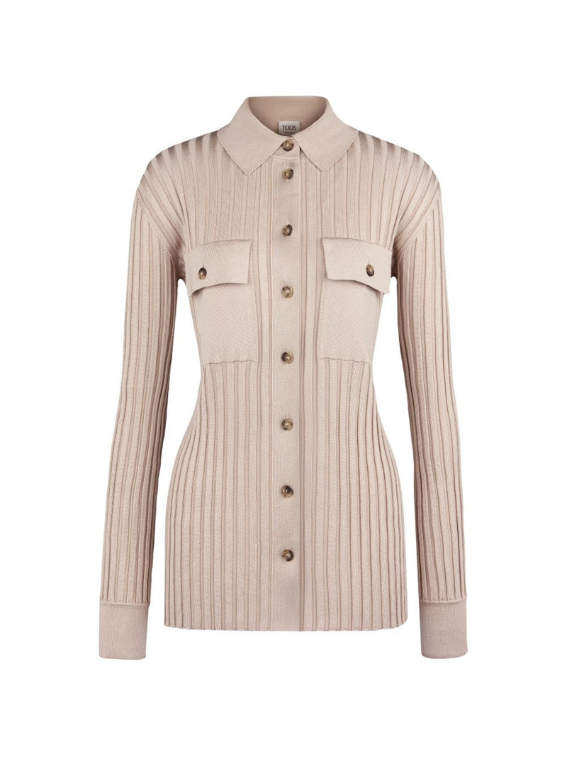 ribbed chest-pocket cardigan 1