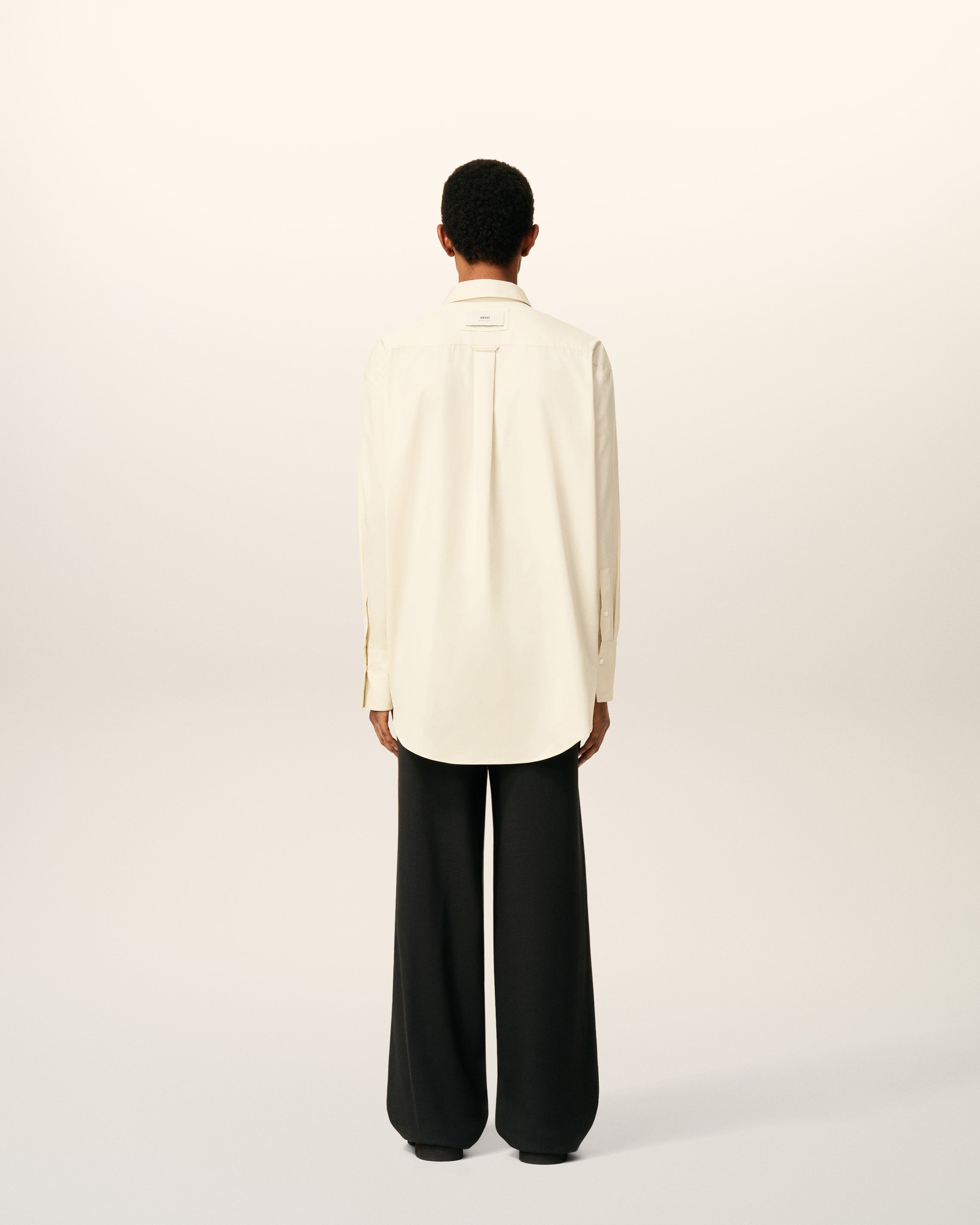 WHITE COTTON RAW EDGED STITCHING OVERSIZED SHIRT - 8