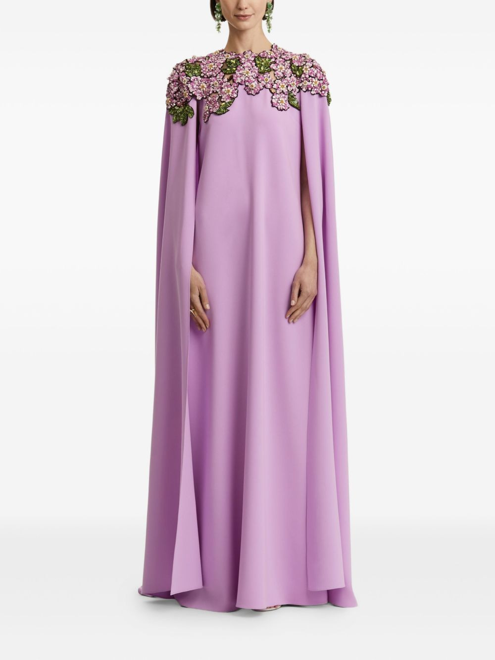 sequin-embellished cape gown - 2