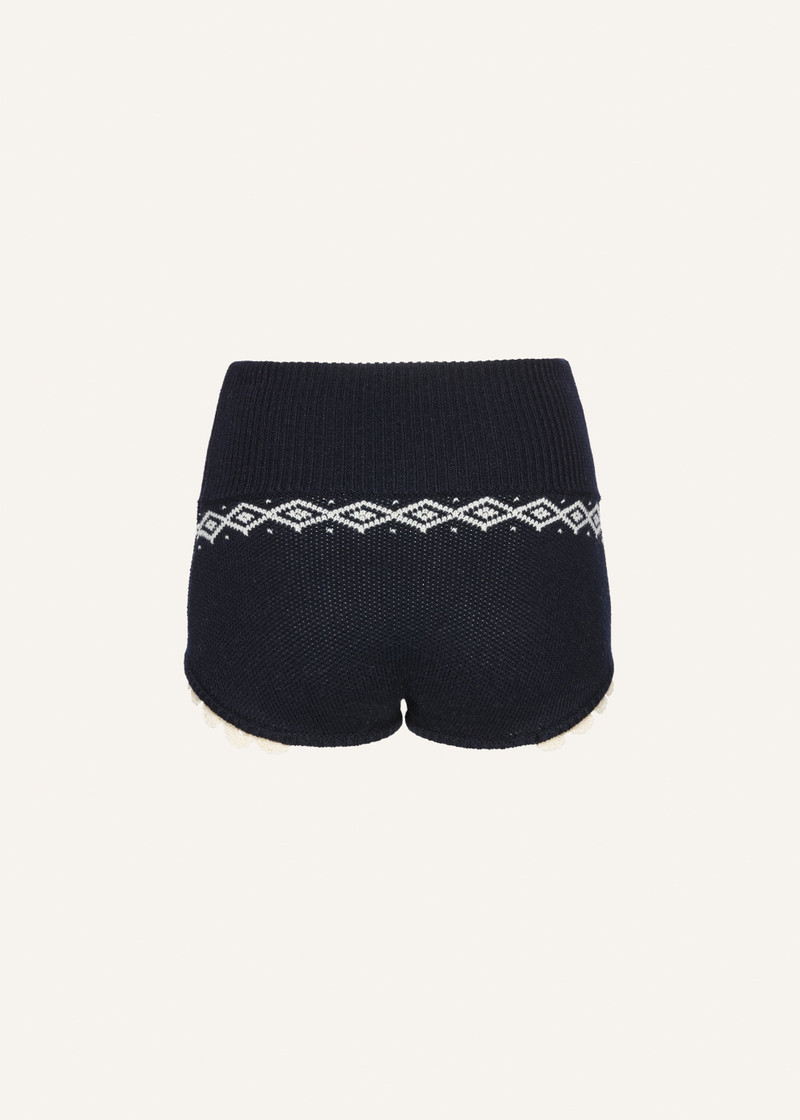 MAGDA BUTRYM Lace-trim wool shorts in navy outlook