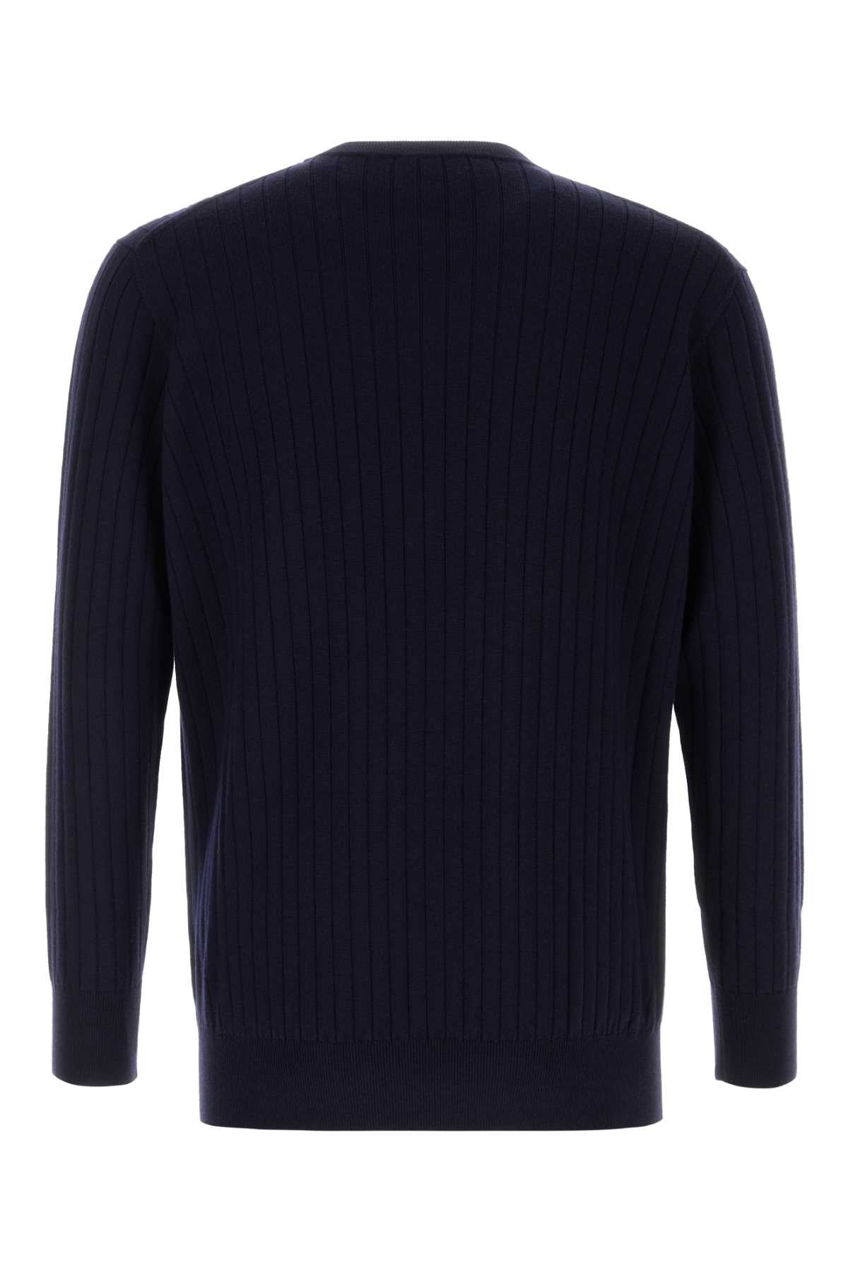Bottega Veneta Men Dark Blue Wool Sweater - 2