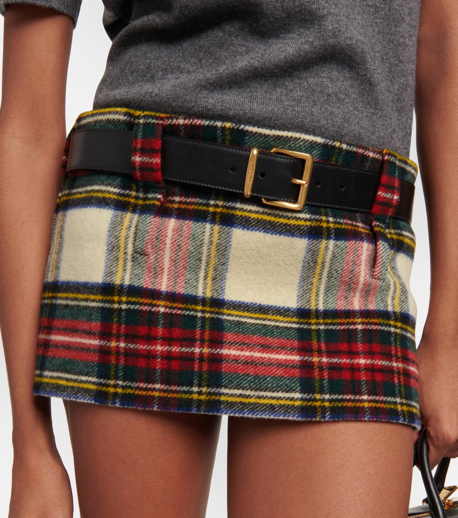 Checked wool miniskirt - 4
