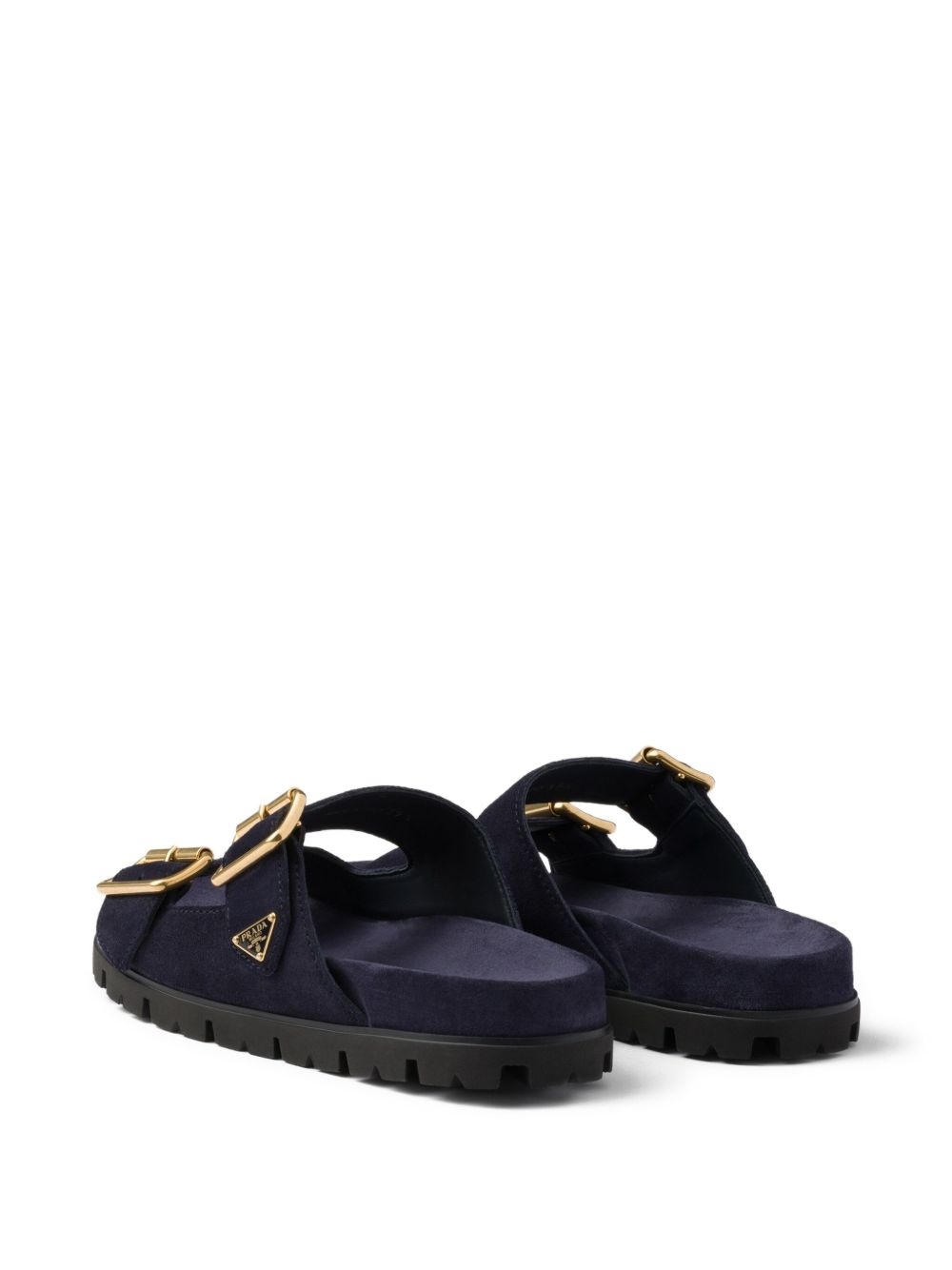 buckle suede slides - 3