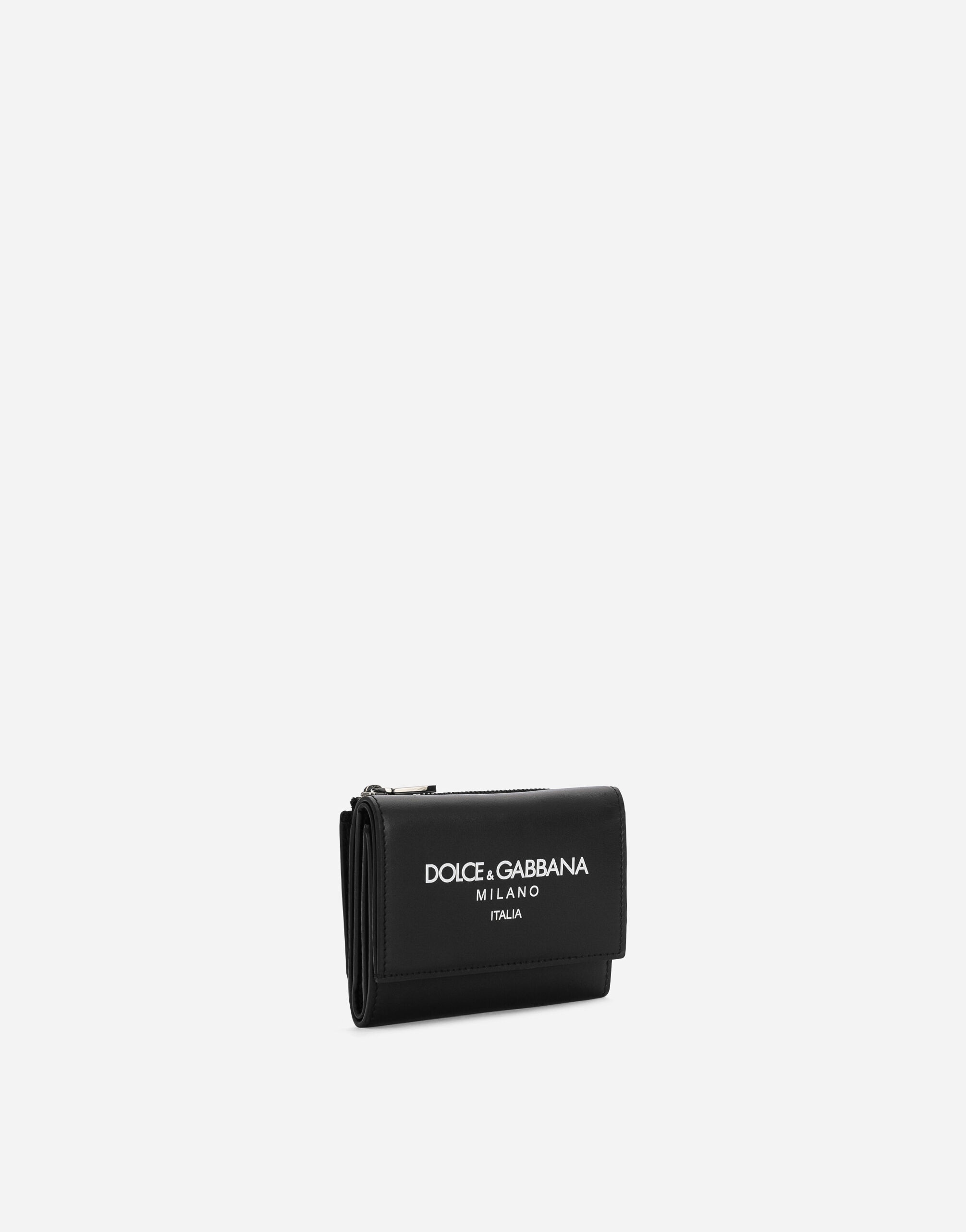 Calfskin French flap wallet with logo - 2
