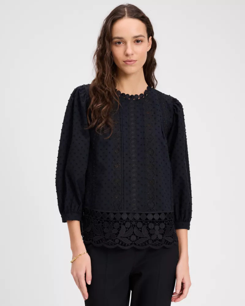 kate spade Guipure Lace Trim Blouse outlook