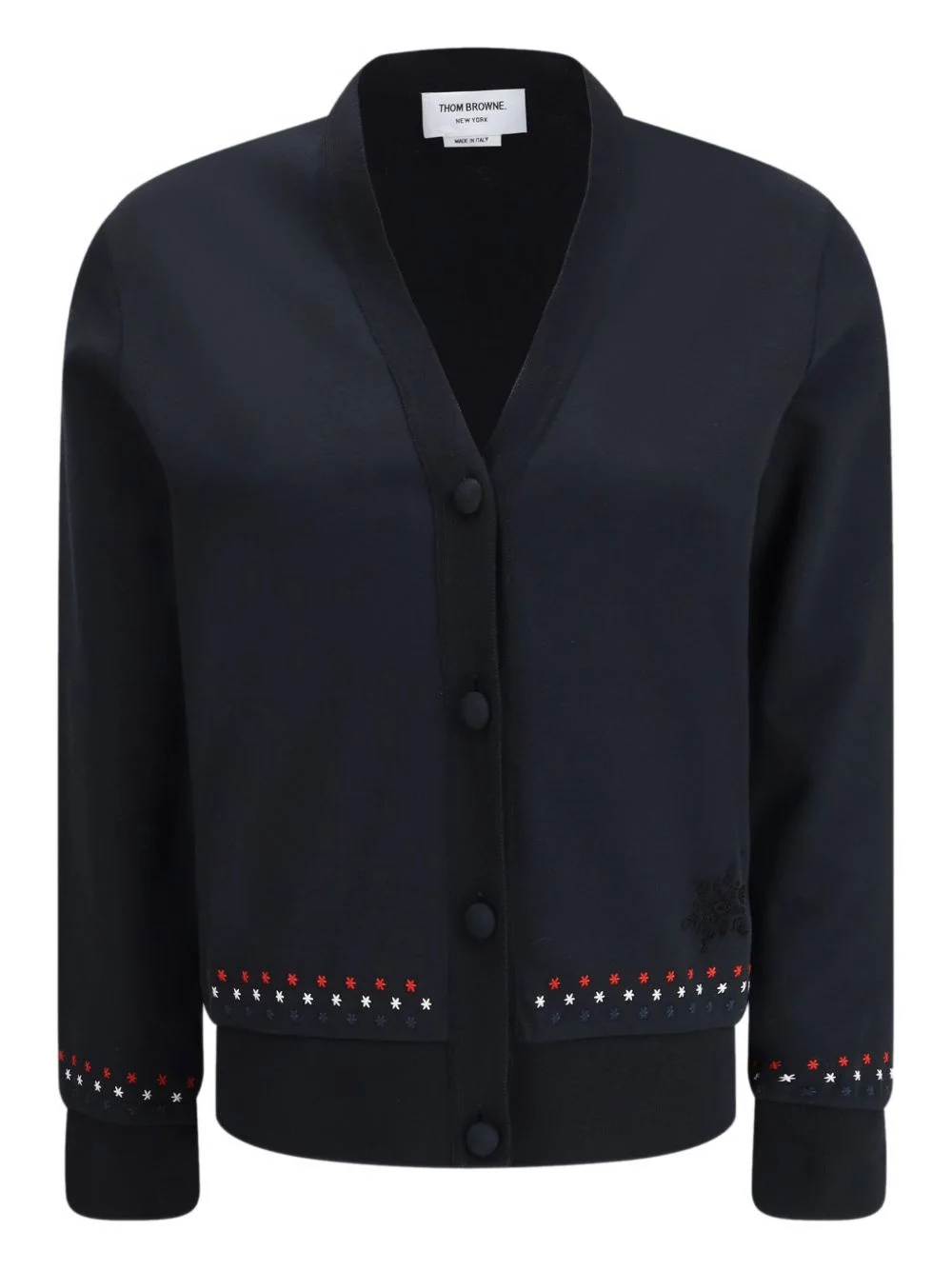 snowflake-stitched V-neck cardigan - 1