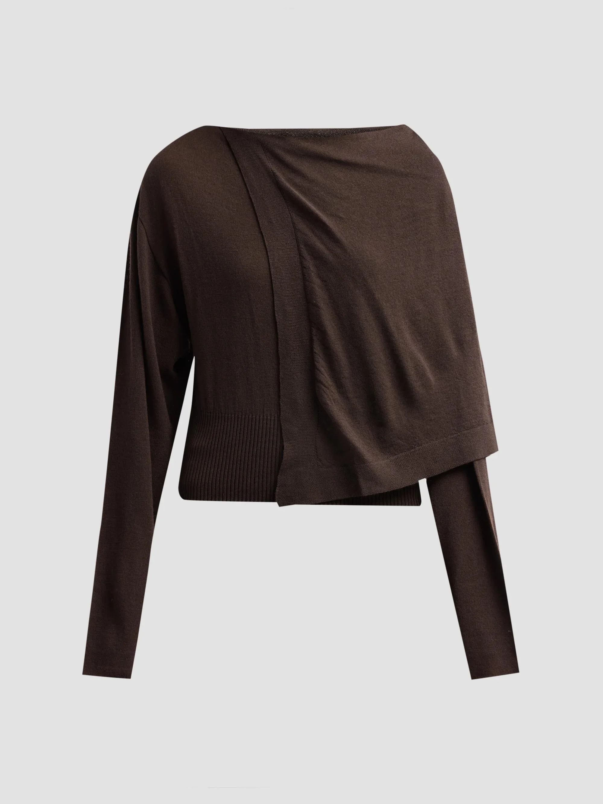 Women's Draped Wool Scarf Top - Grease - 1