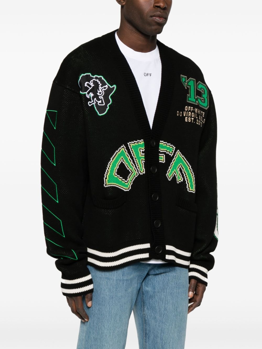 patch-detailing cardigan - 3