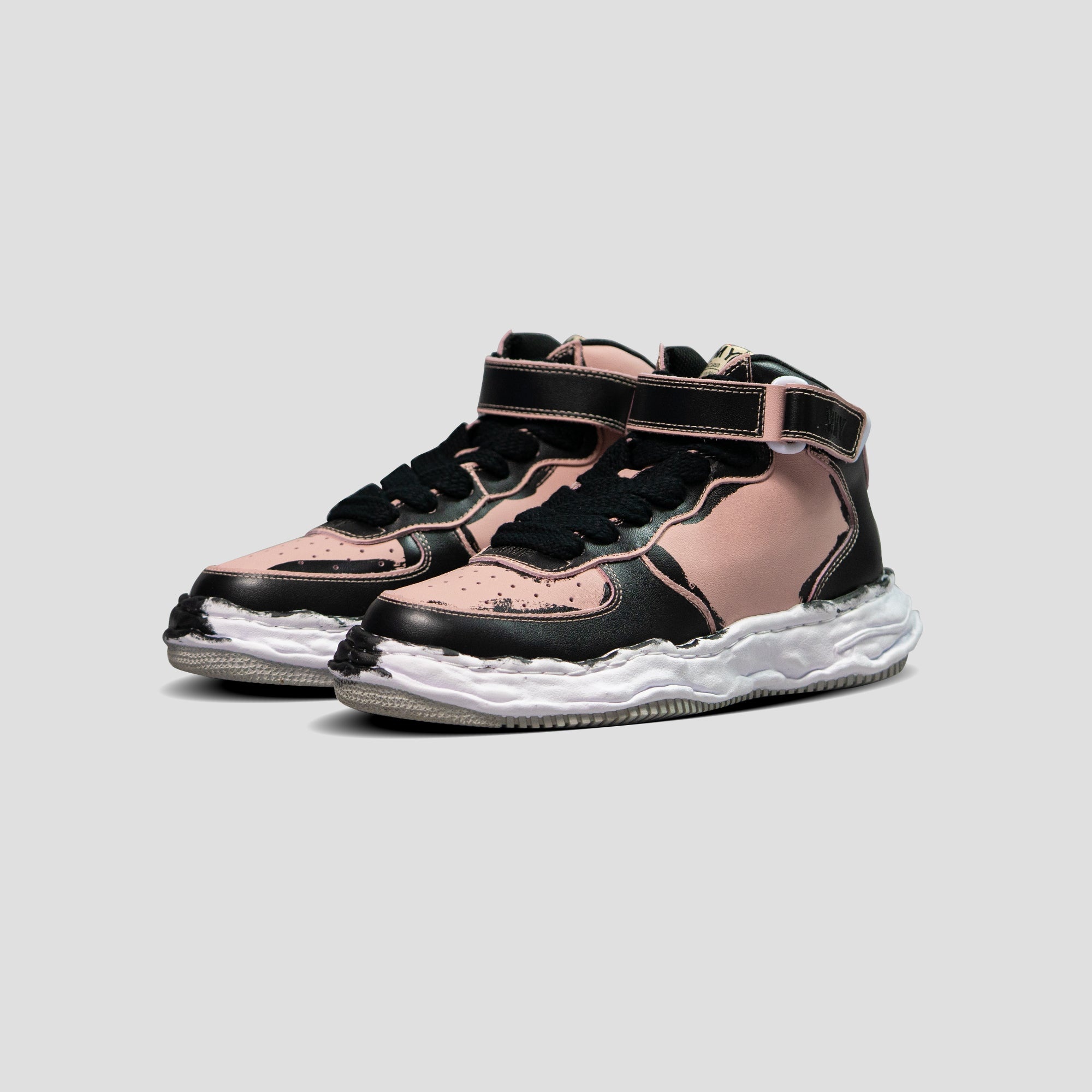 WAYNE OG SOLE MID-TOP PAINTED LEATHER SNEAKERS - 2
