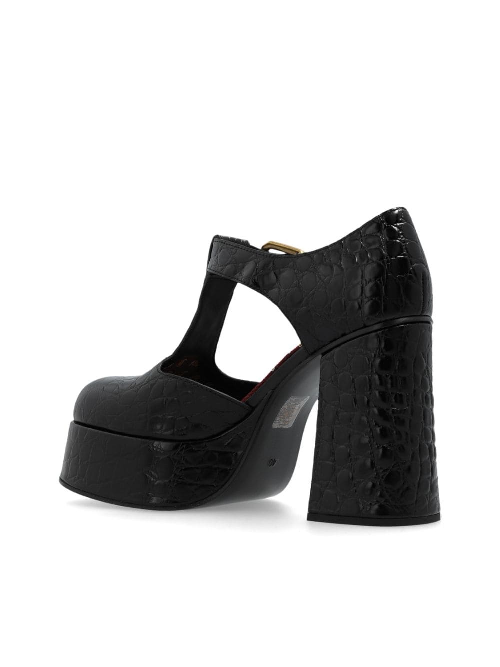 110mm crocodile-embossed platform pumps - 5