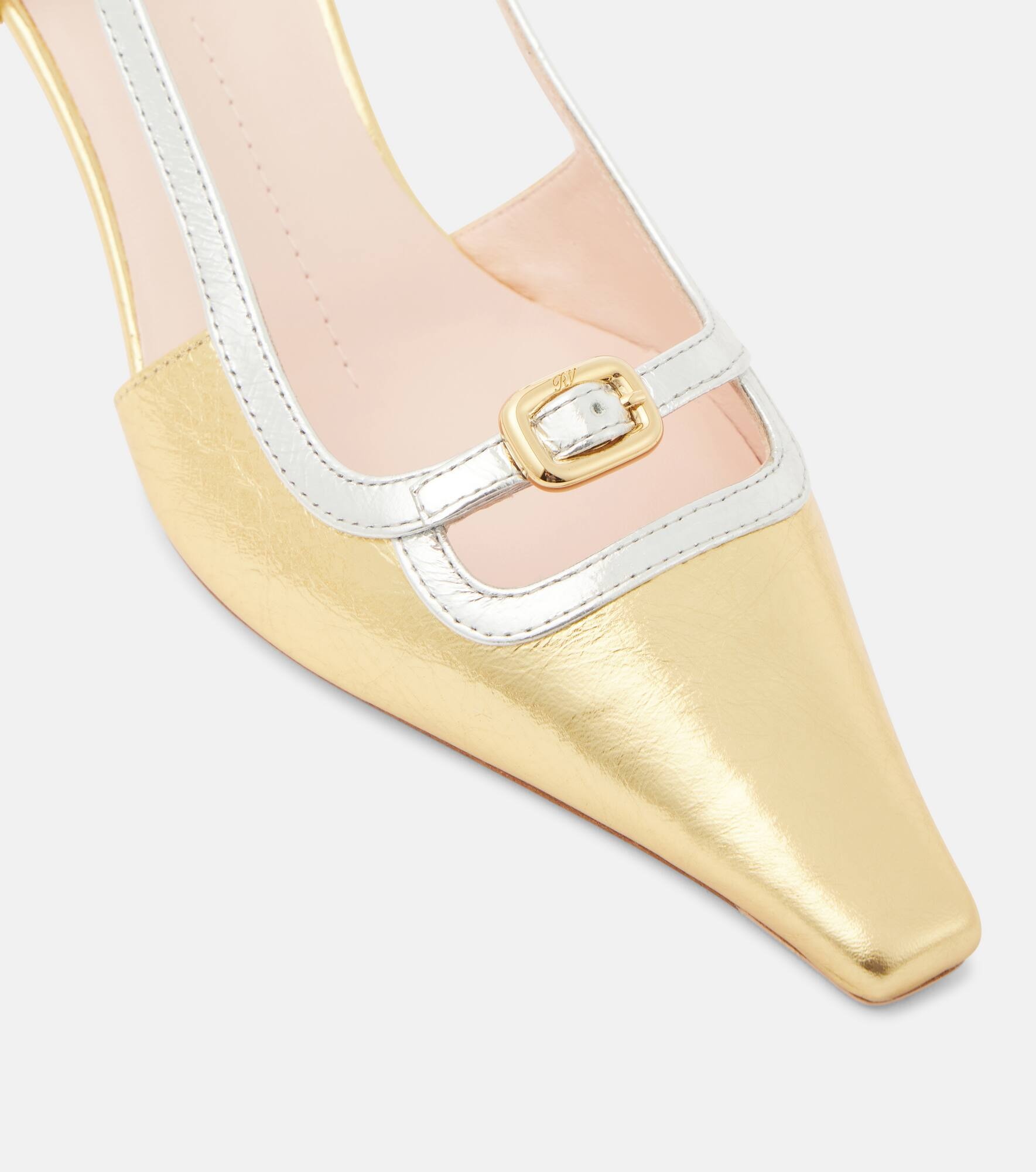 Viv' Canard metallic leather slingback pumps - 5