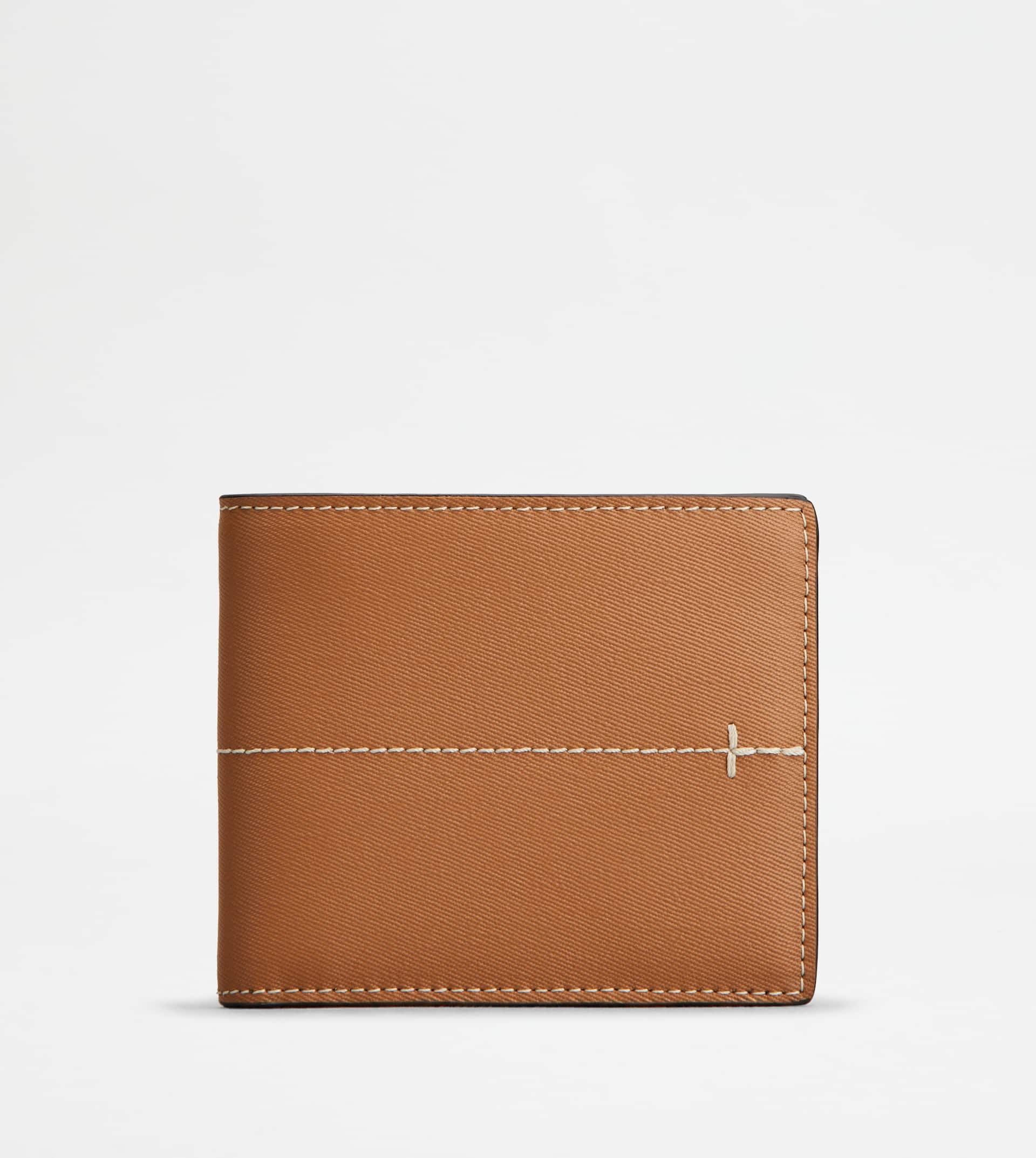 WALLET IN LEATHER - YELLOW, BROWN - 1