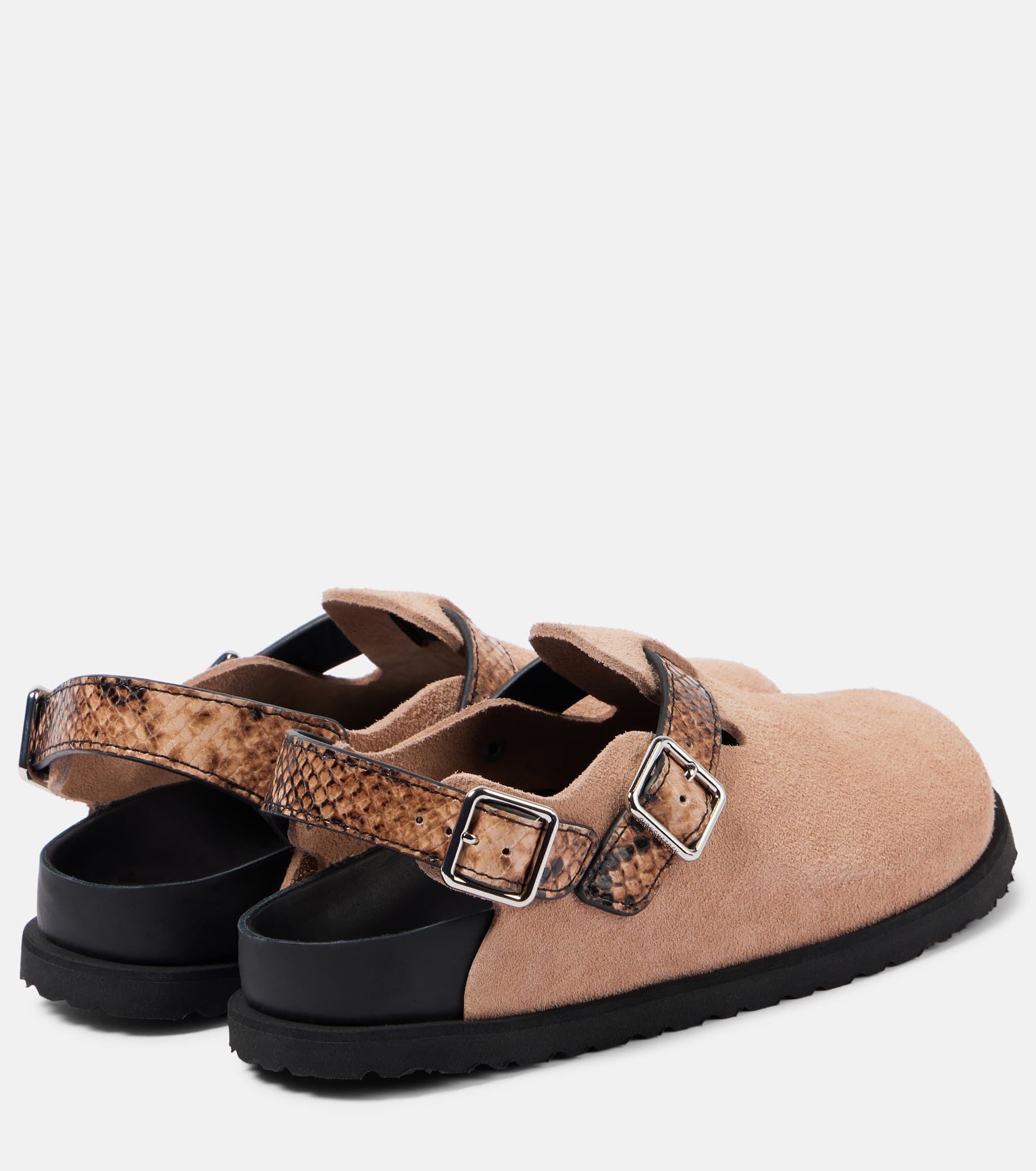 Tokio snake-effect suede clogs - 2