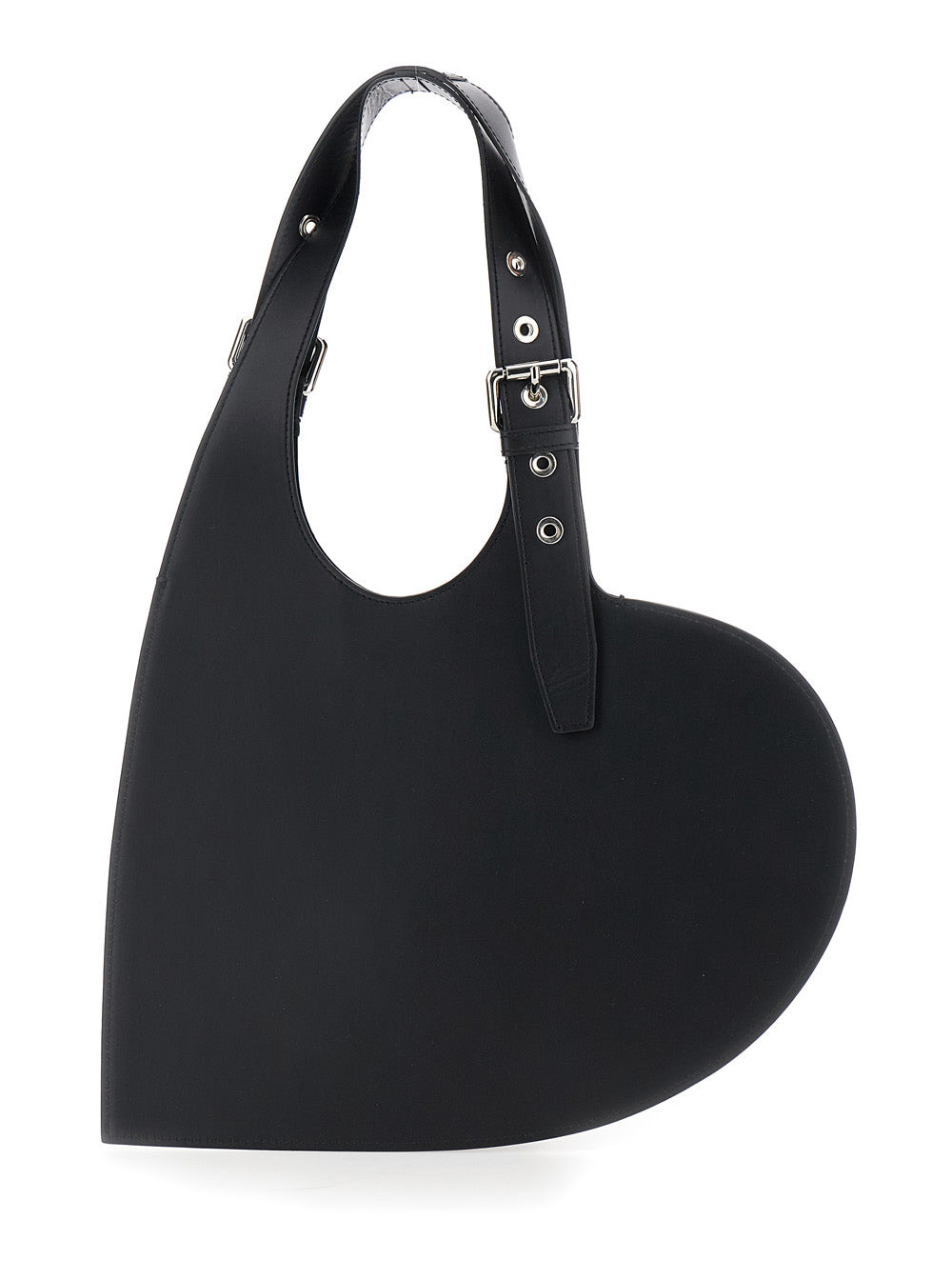 Coperni Women 'Belt Heart' Black Handbag With Heart Shaped Design And Adjustable Belted Handle In Le - 4