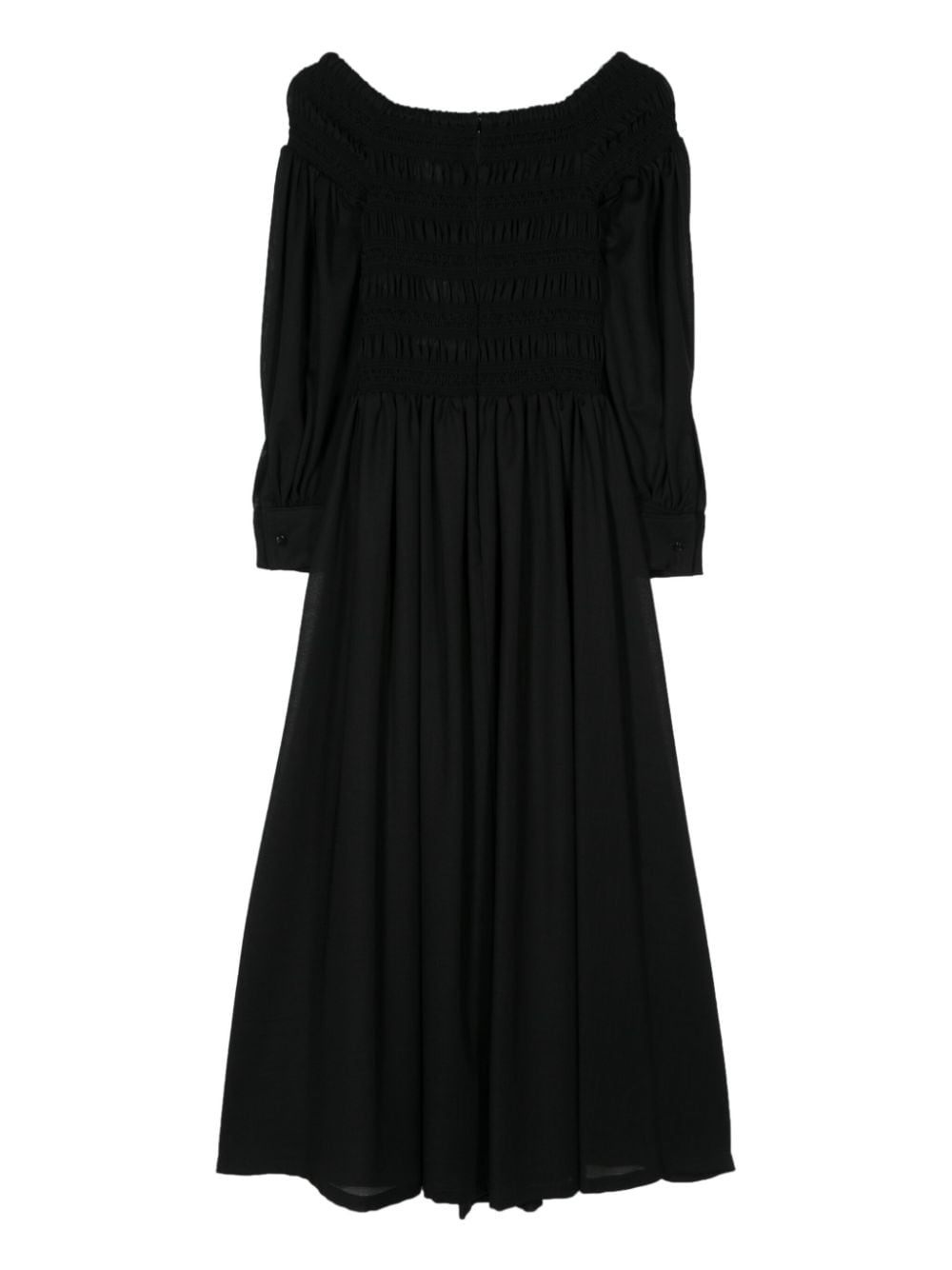 smocked-panel wool maxi dress - 2